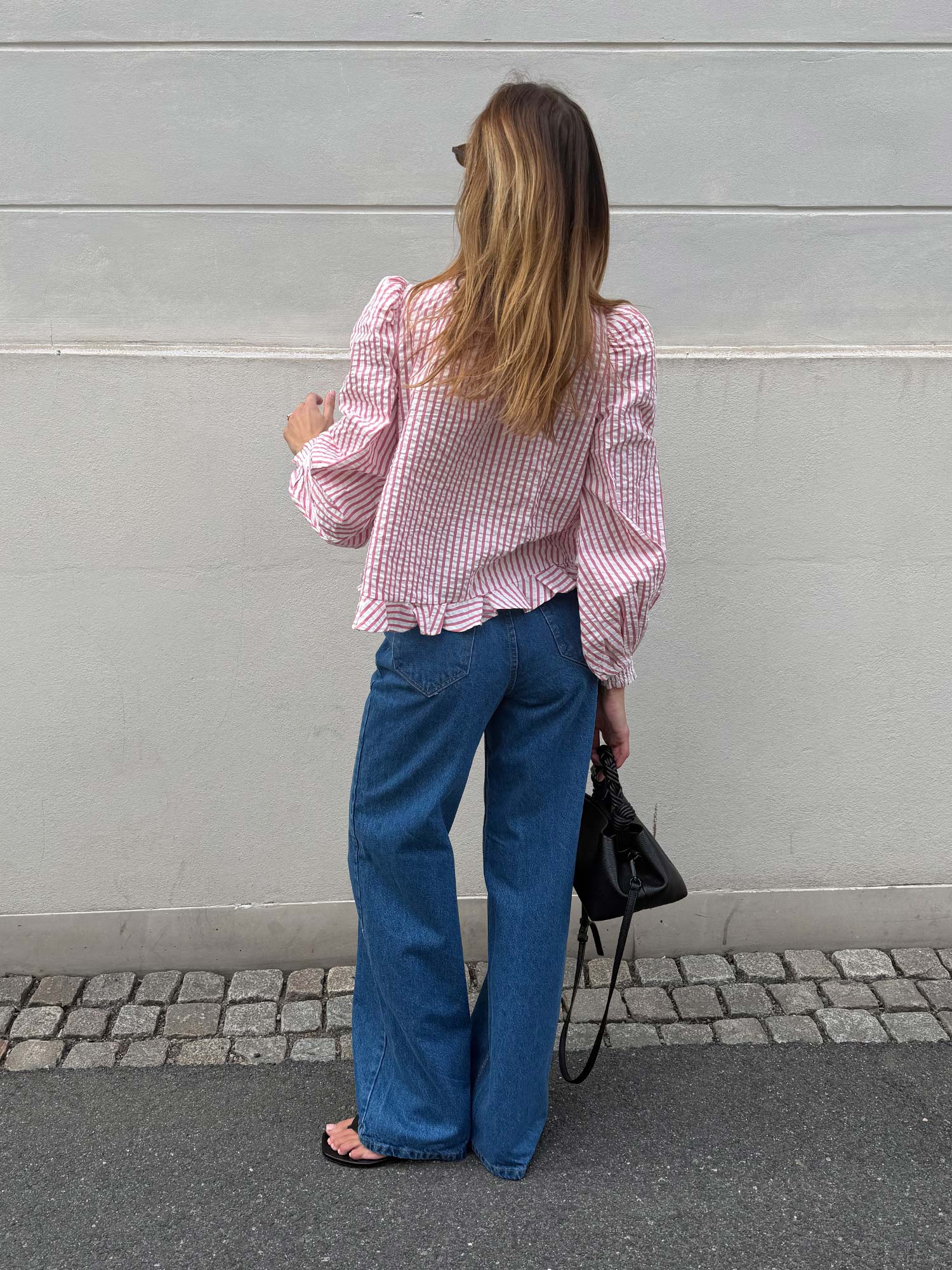 Seersucker Bow Blouse - Pink Stripe