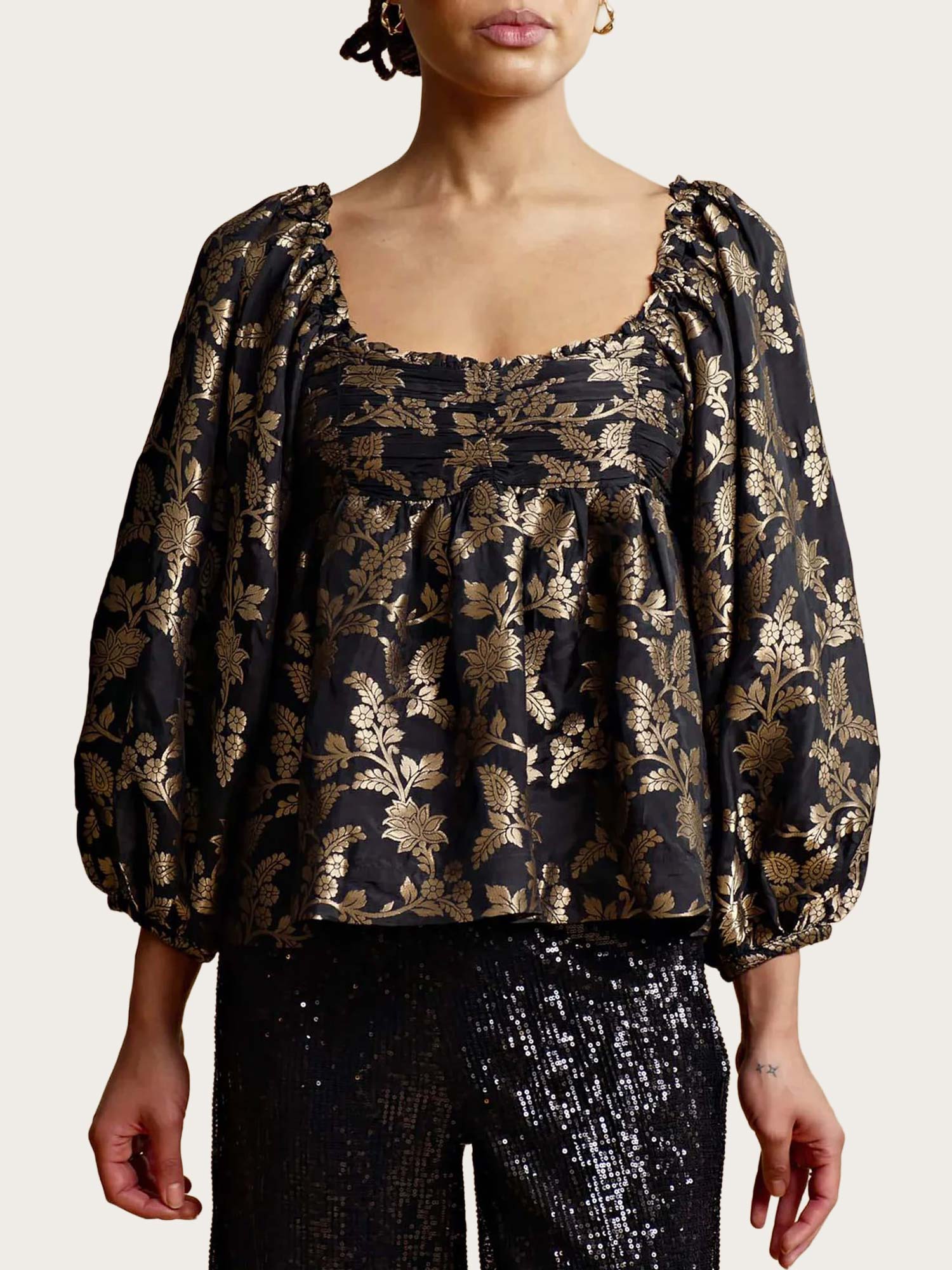 Brocade Top - Black