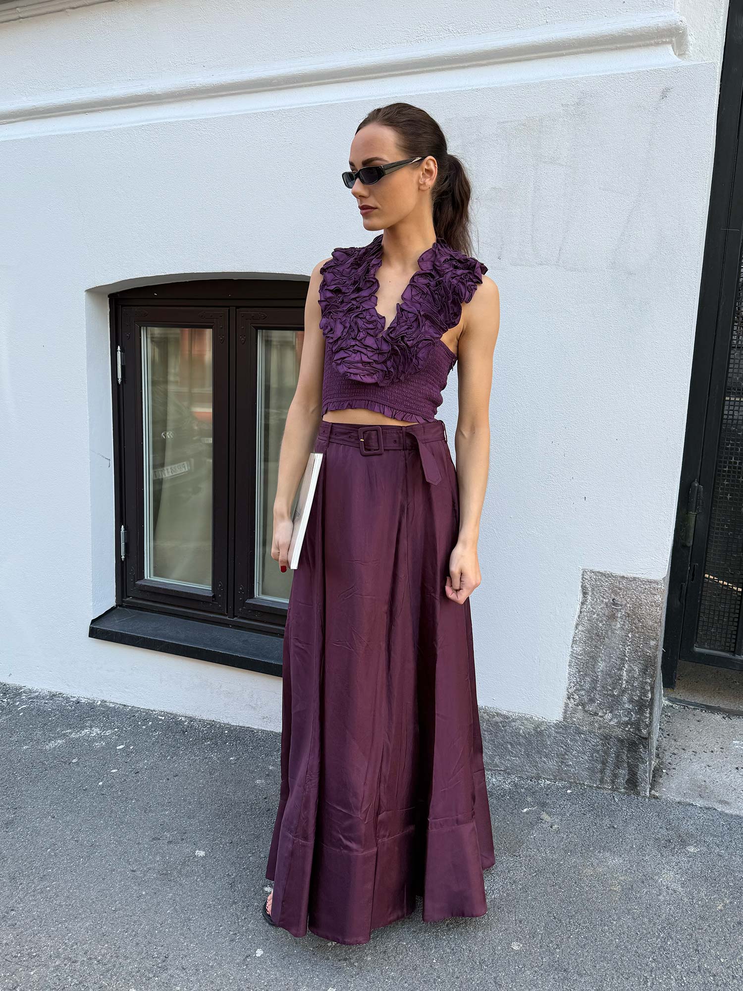 Cupro Maxi Skirt - Burgundy