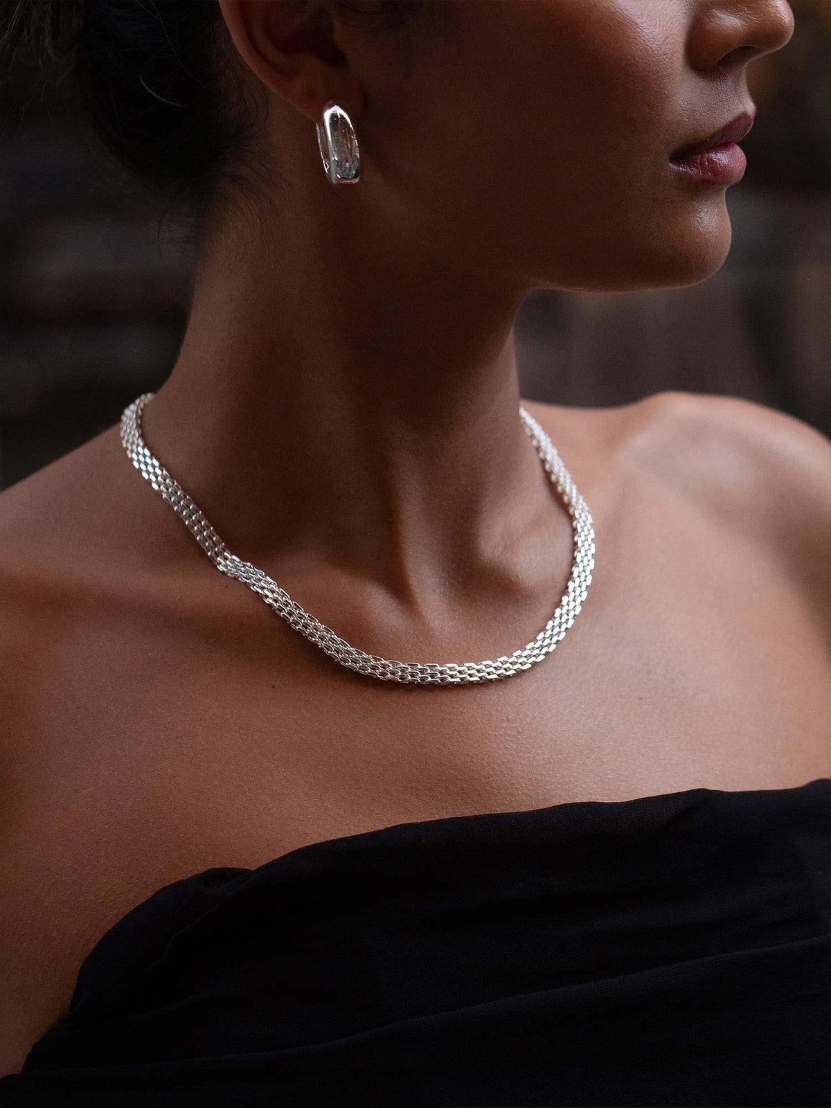 Mesh Link Necklace - Silver