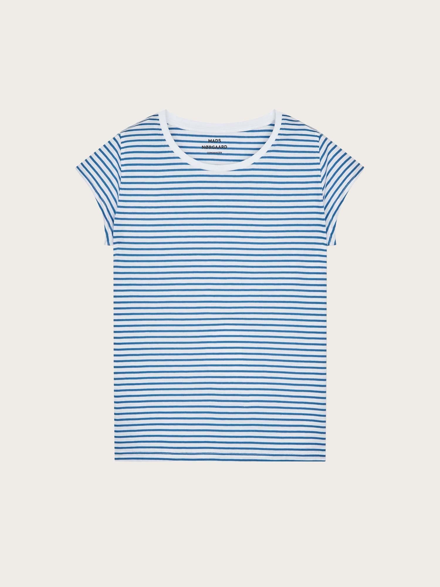 Fine Jersey Stripe Teasy Tee - Brilliant White/Bright Co