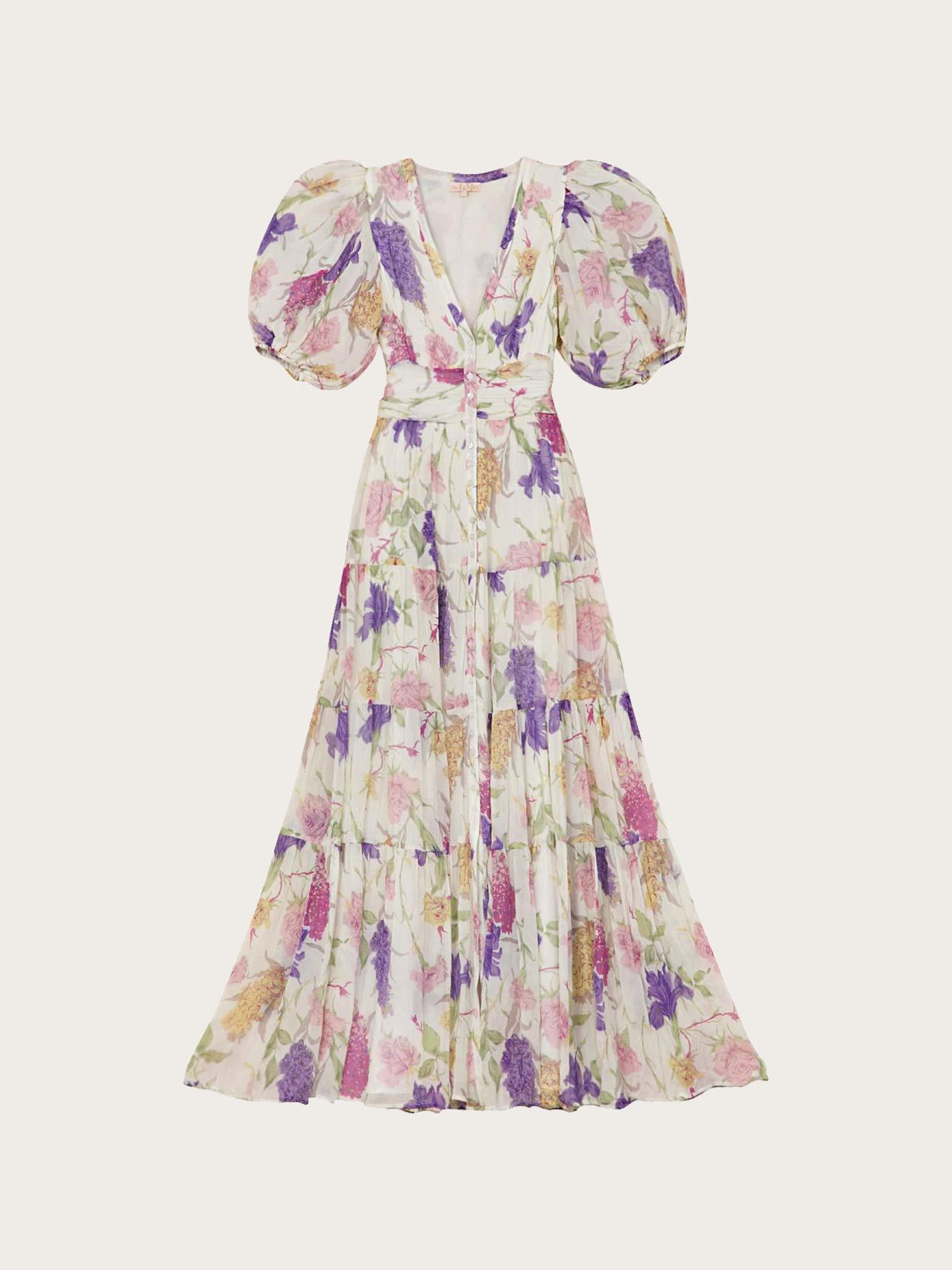 Chiffon Midi Dress - Flower Garden