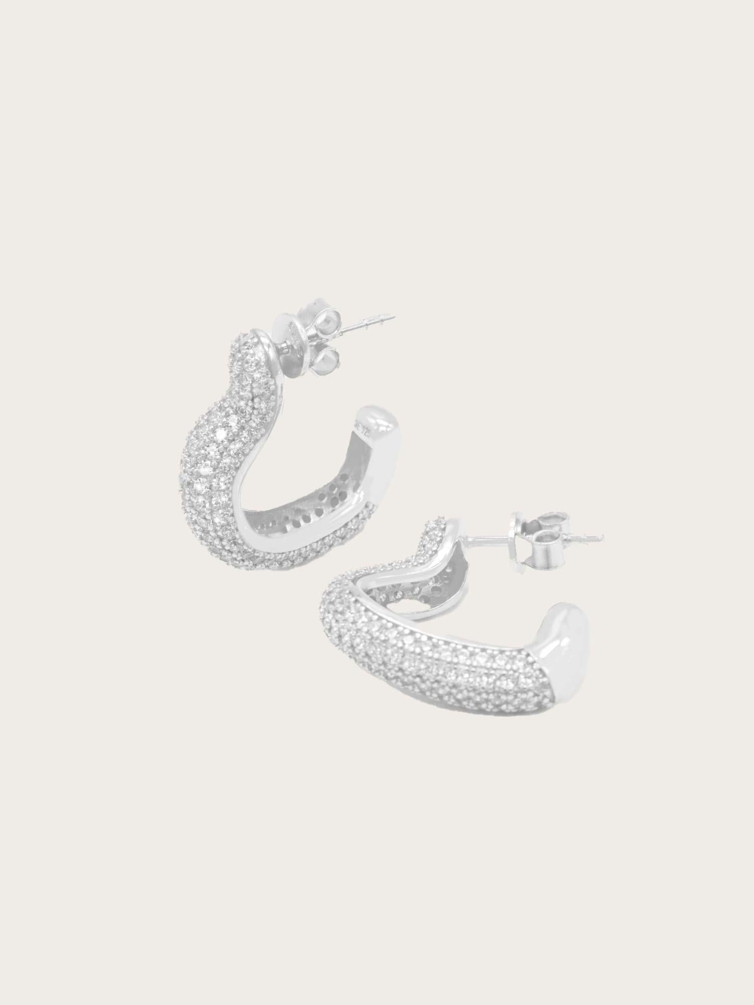 Diamond Love Earrings - Silver