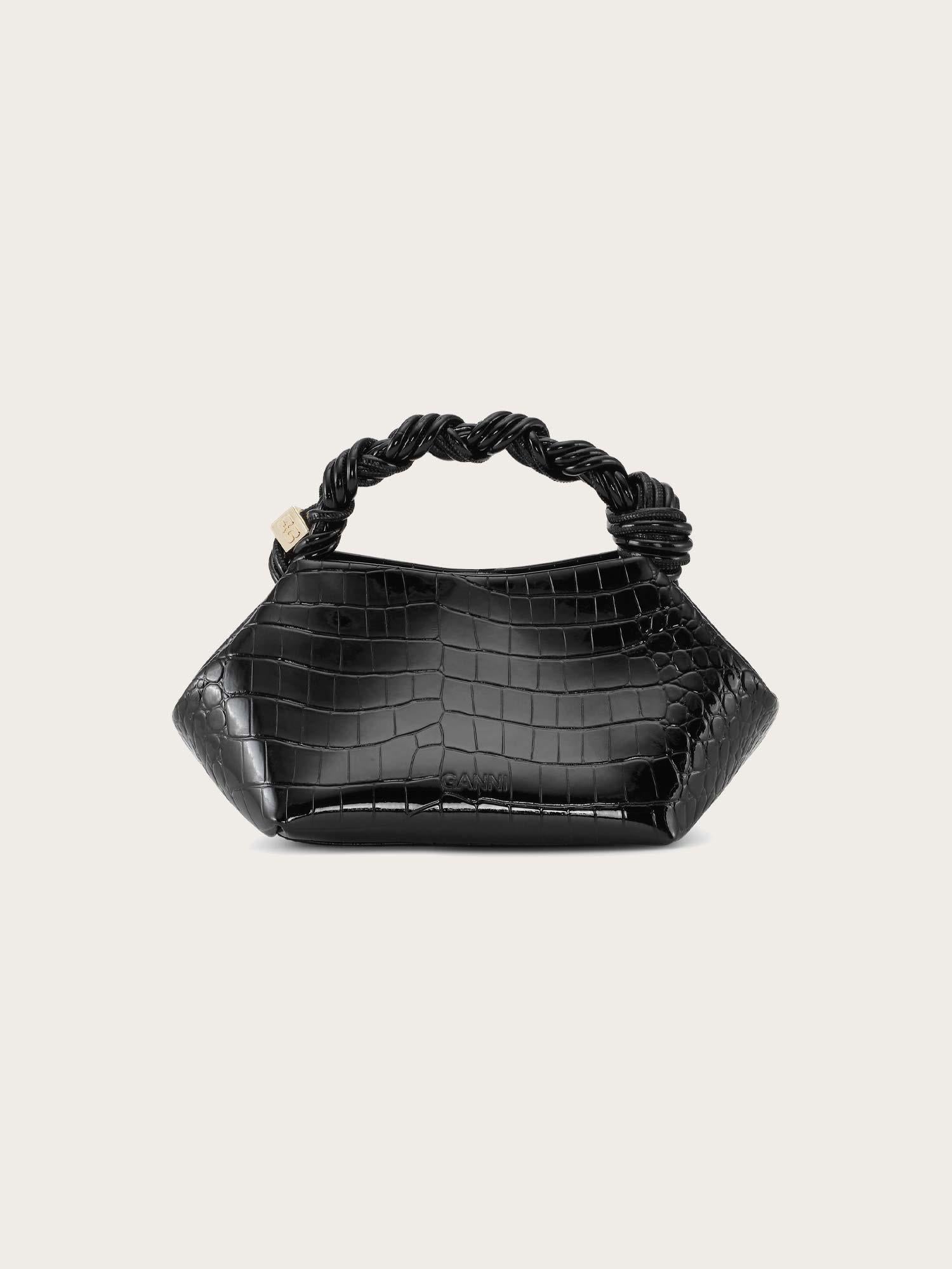 A6083 Ganni Bou Bag Small Patent Croco - Black