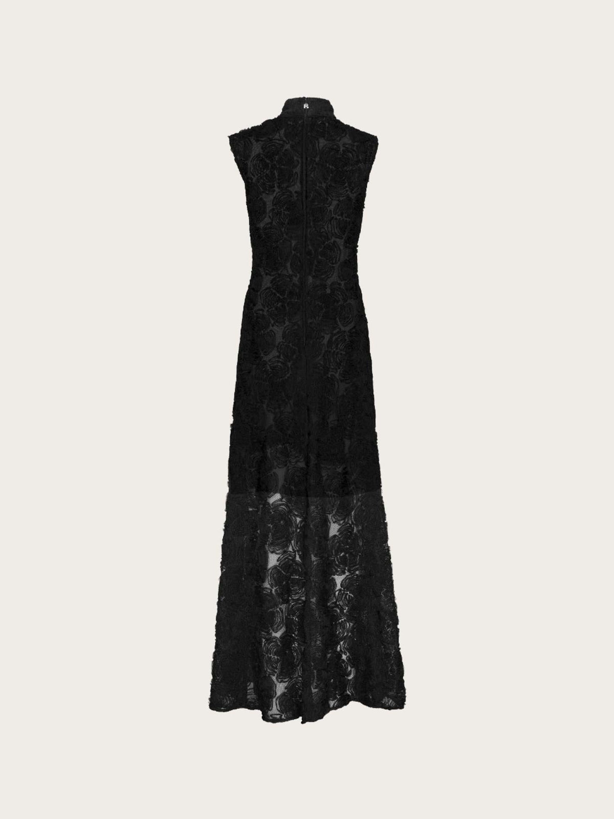 Flower Mesh Maxi Dress - Black