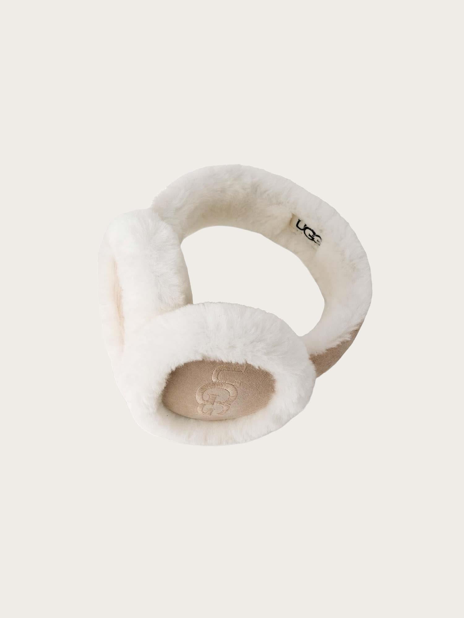 Sheepskin Embroidered Earmuff - Sand