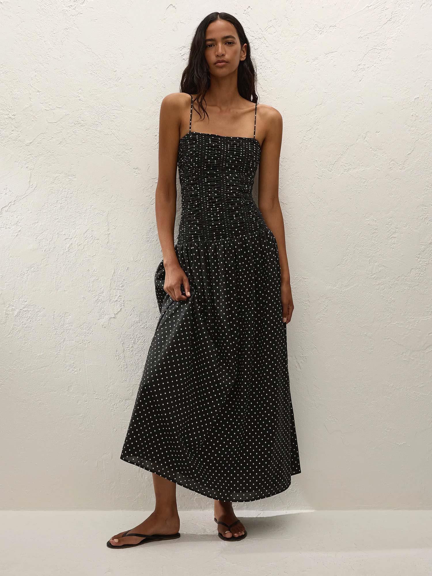 Mira Maxi Dress - Lola Polka Dot Black/Offwhite