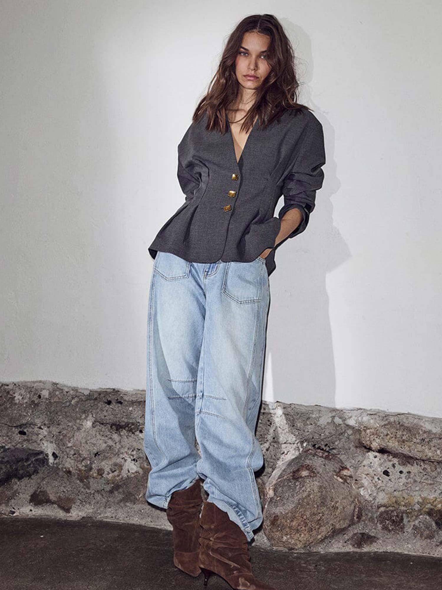 Enna Waist Pleat Blazer - Antracit