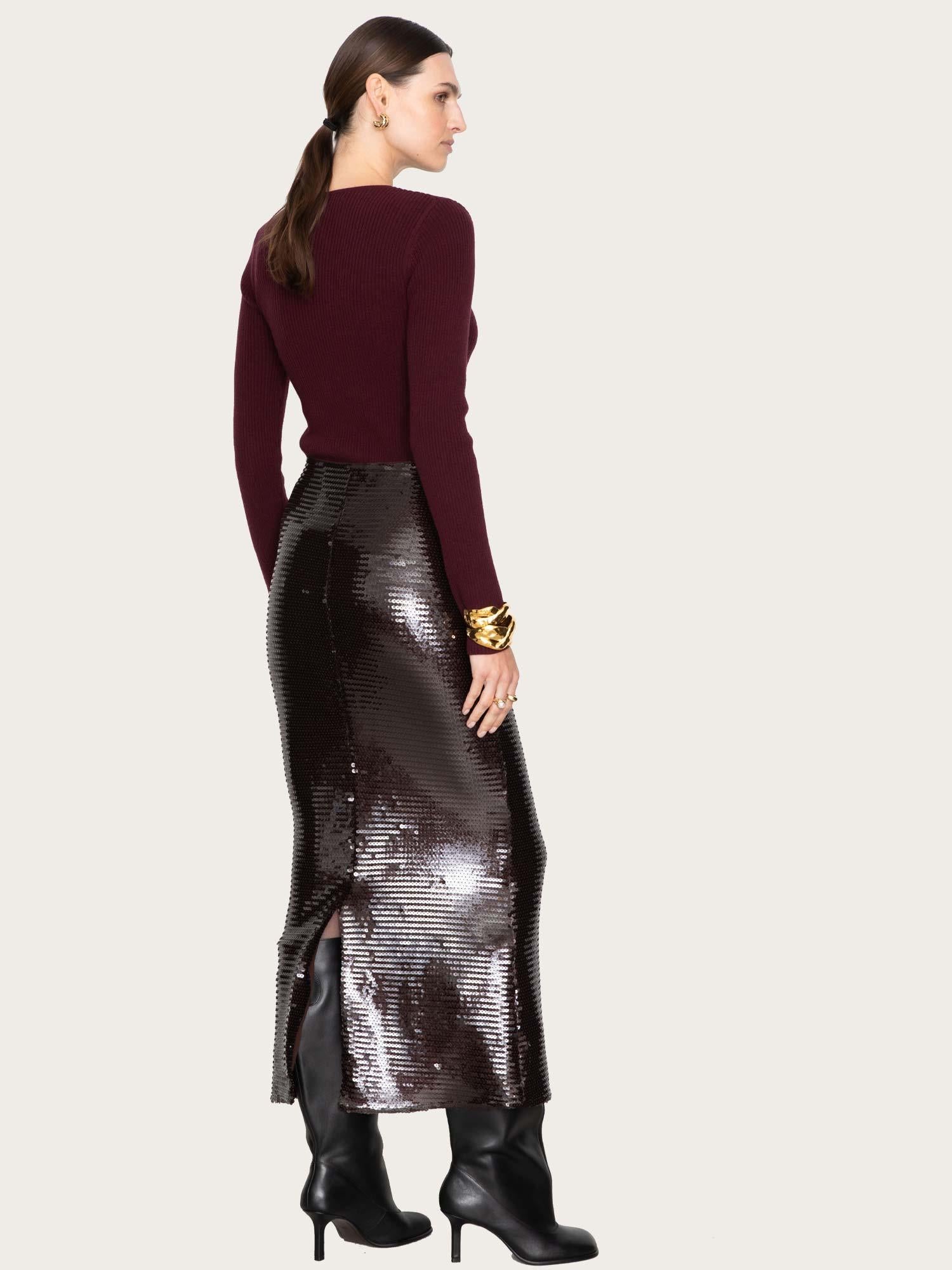 Eclipse Sequin Skirt - Bordeaux