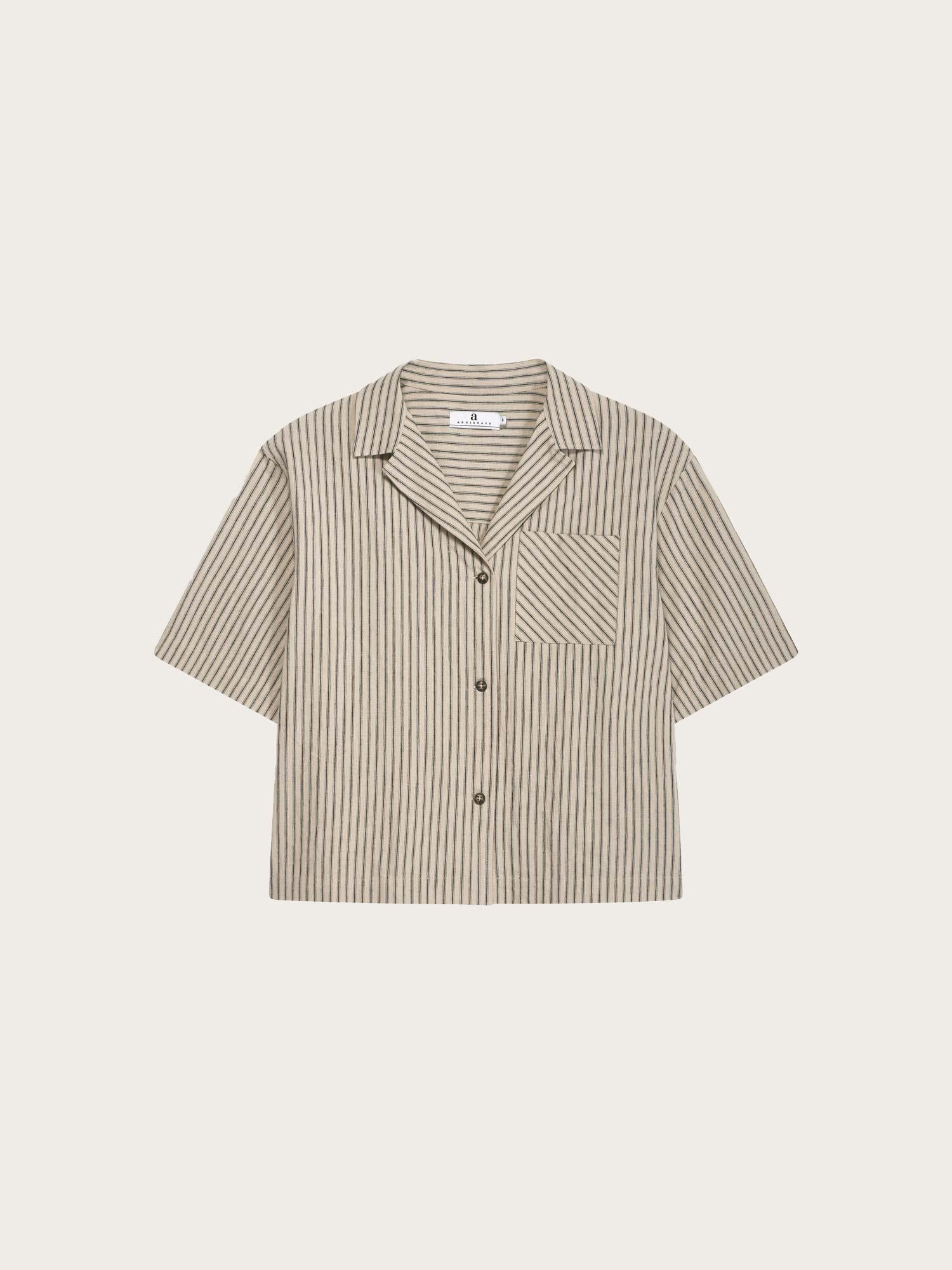Luna Linen Stripe Shirt - Natural Stripe