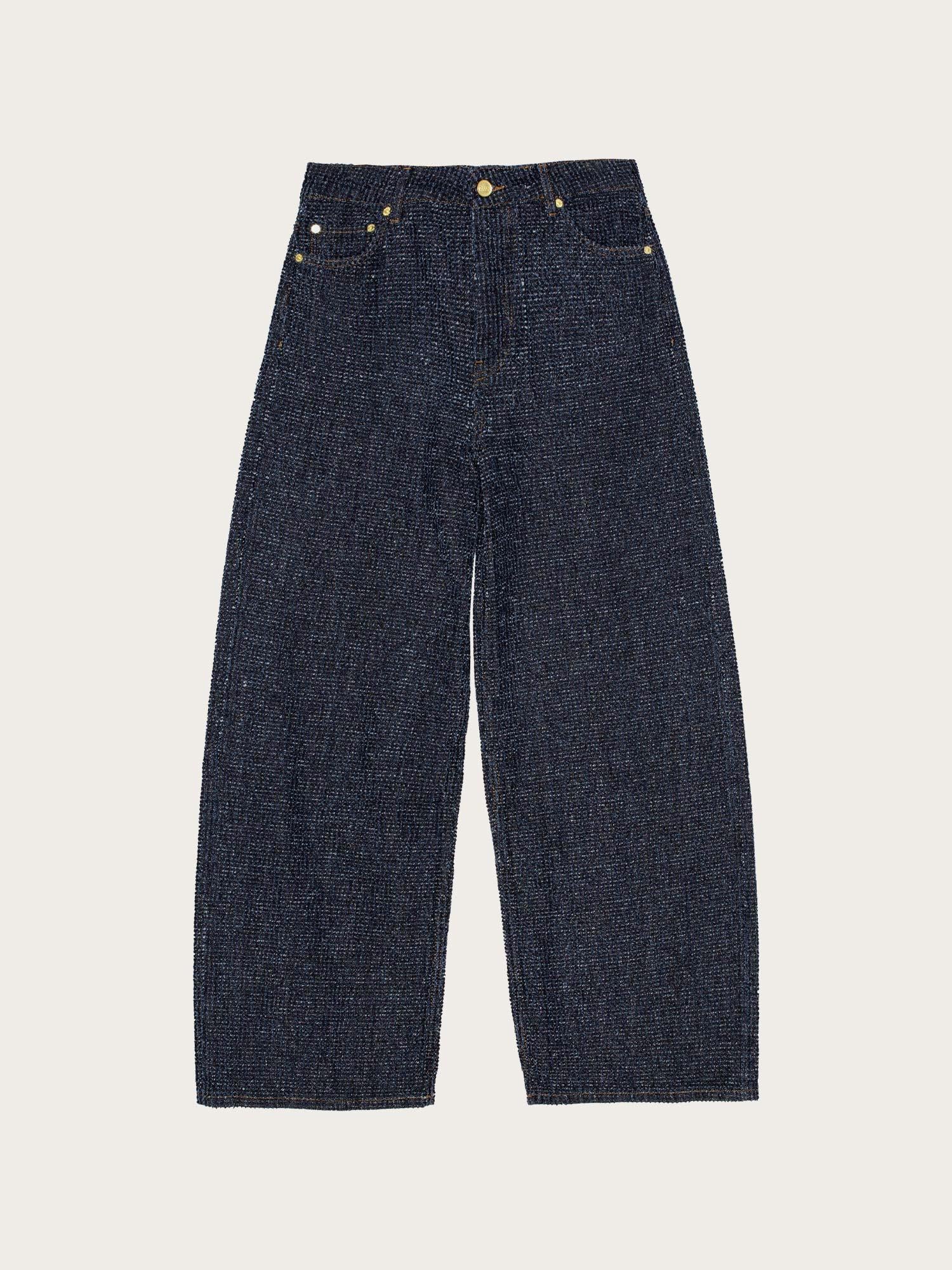 J1542 Fluffy Denim Wide Jeans - Rinse