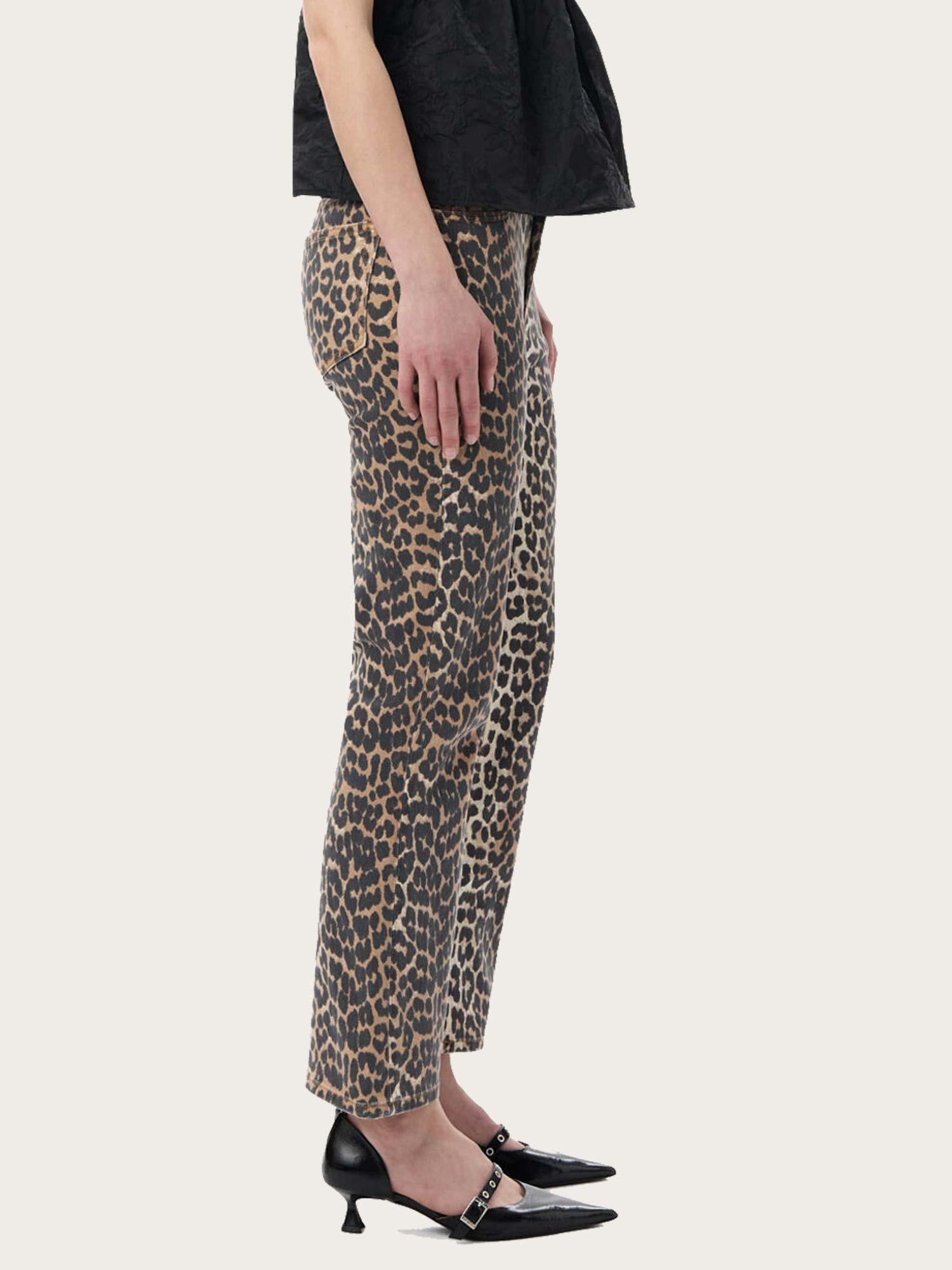 J1059 Print Denim Betzy Cropped - Leopard