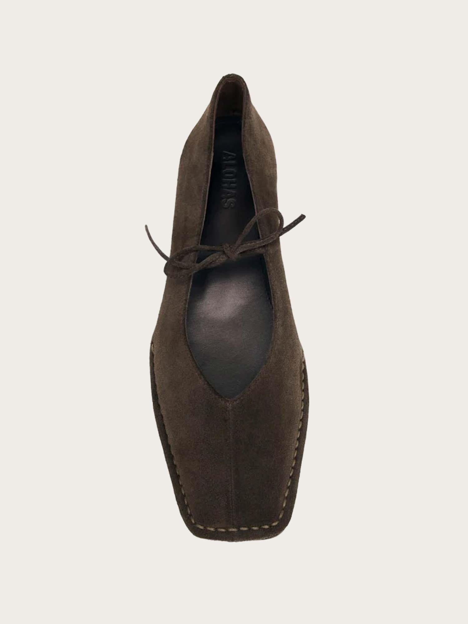 Sway Suede Coffee Brown Leather Ballet Flats