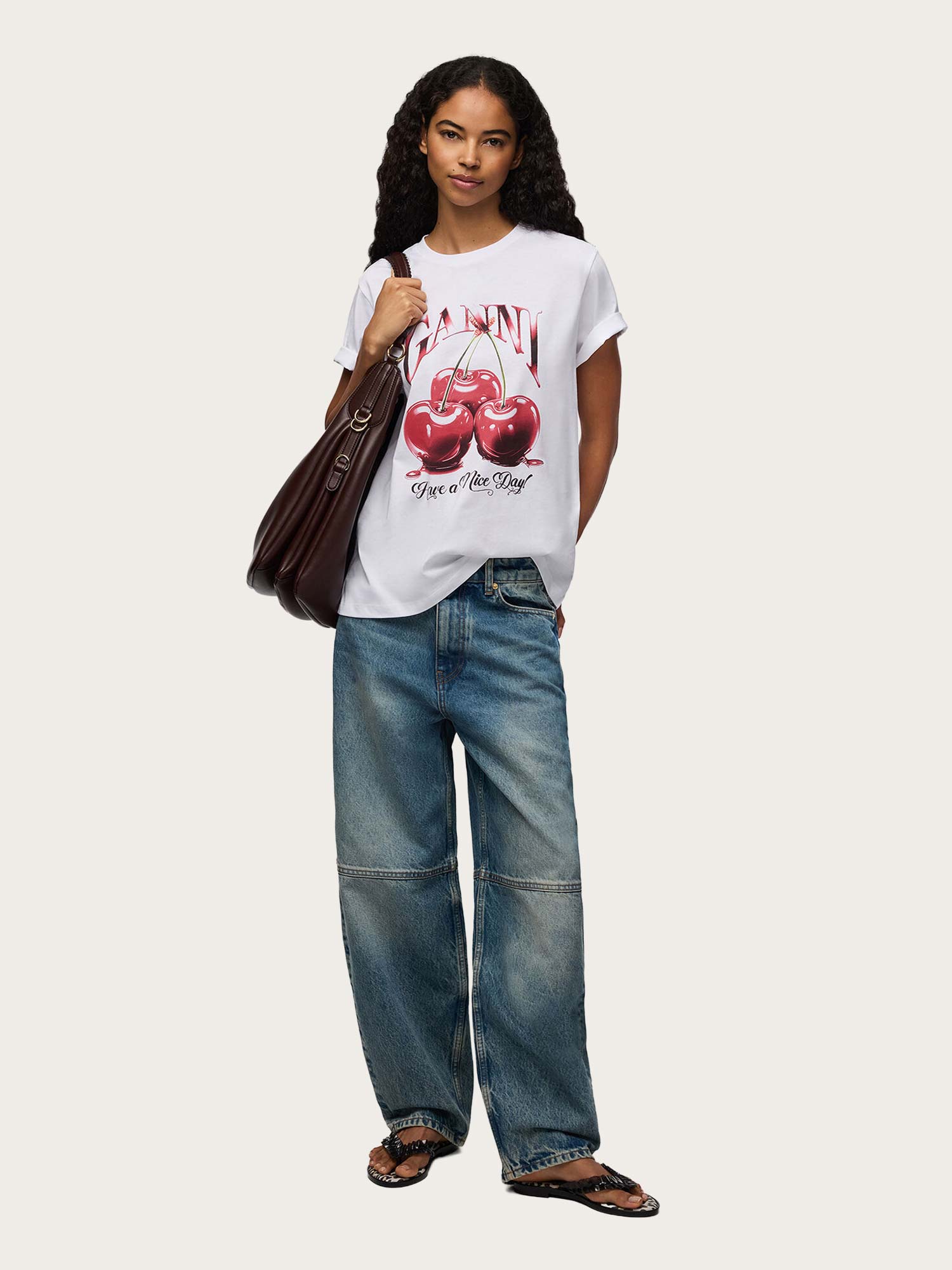 T4004 Basic Jersey Cherry Relaxed T-Shirt - Bright White