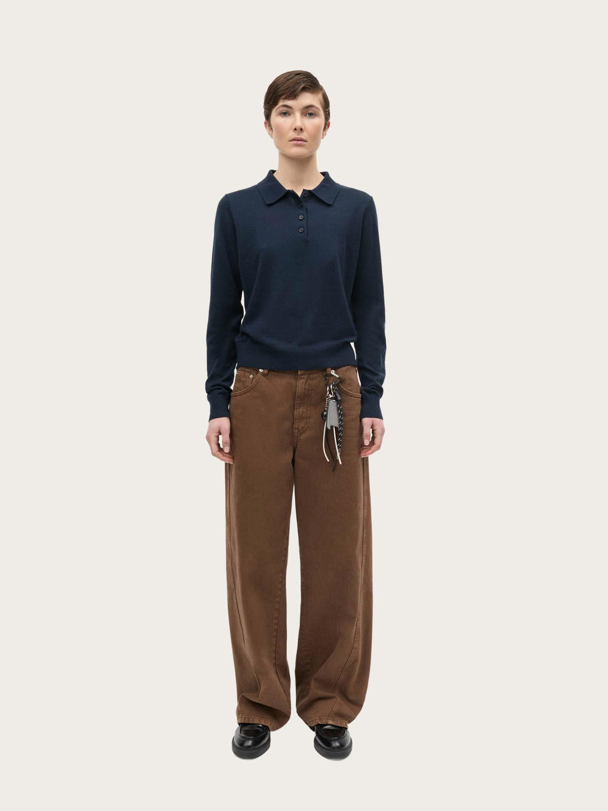 Fine Merino Rosa Polo Knit - Sky Captain