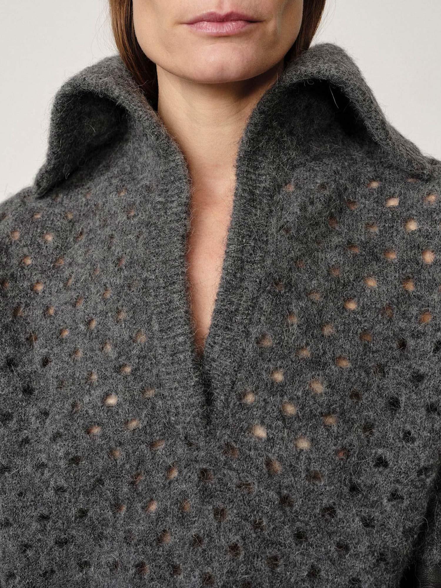 Bacon Knit Blouse - Grey