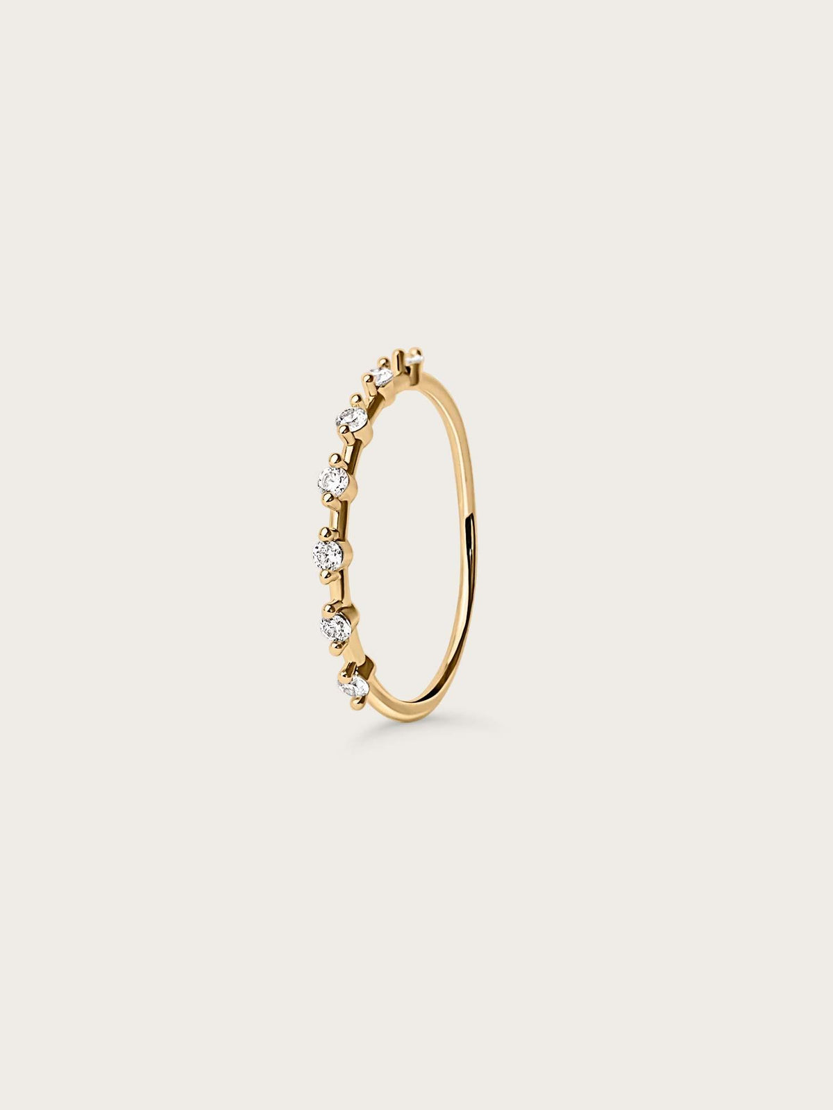 Beaded Zirconia Stacker Ring - Gold