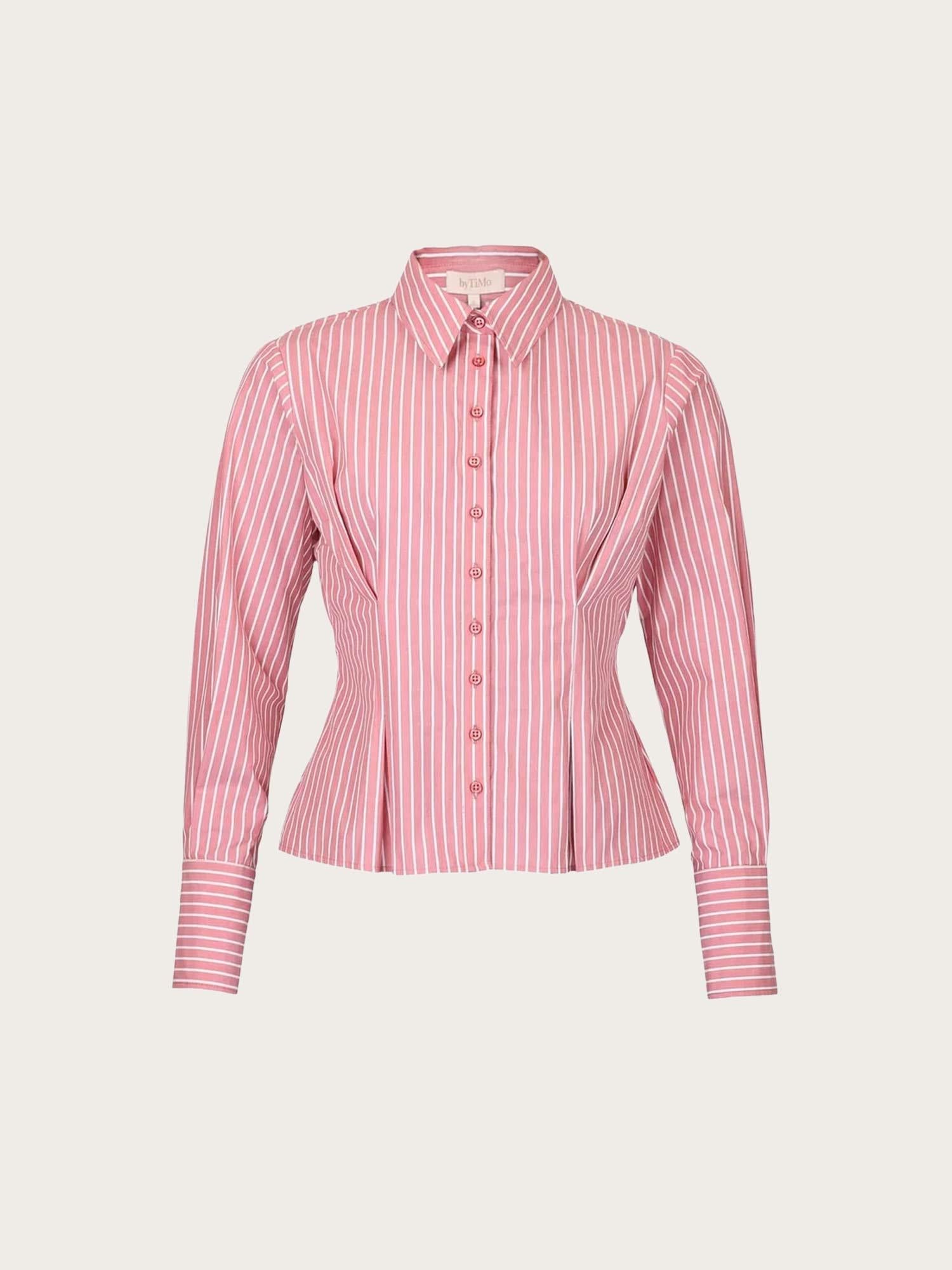 Poplin Fitted Blouse - White Stripes