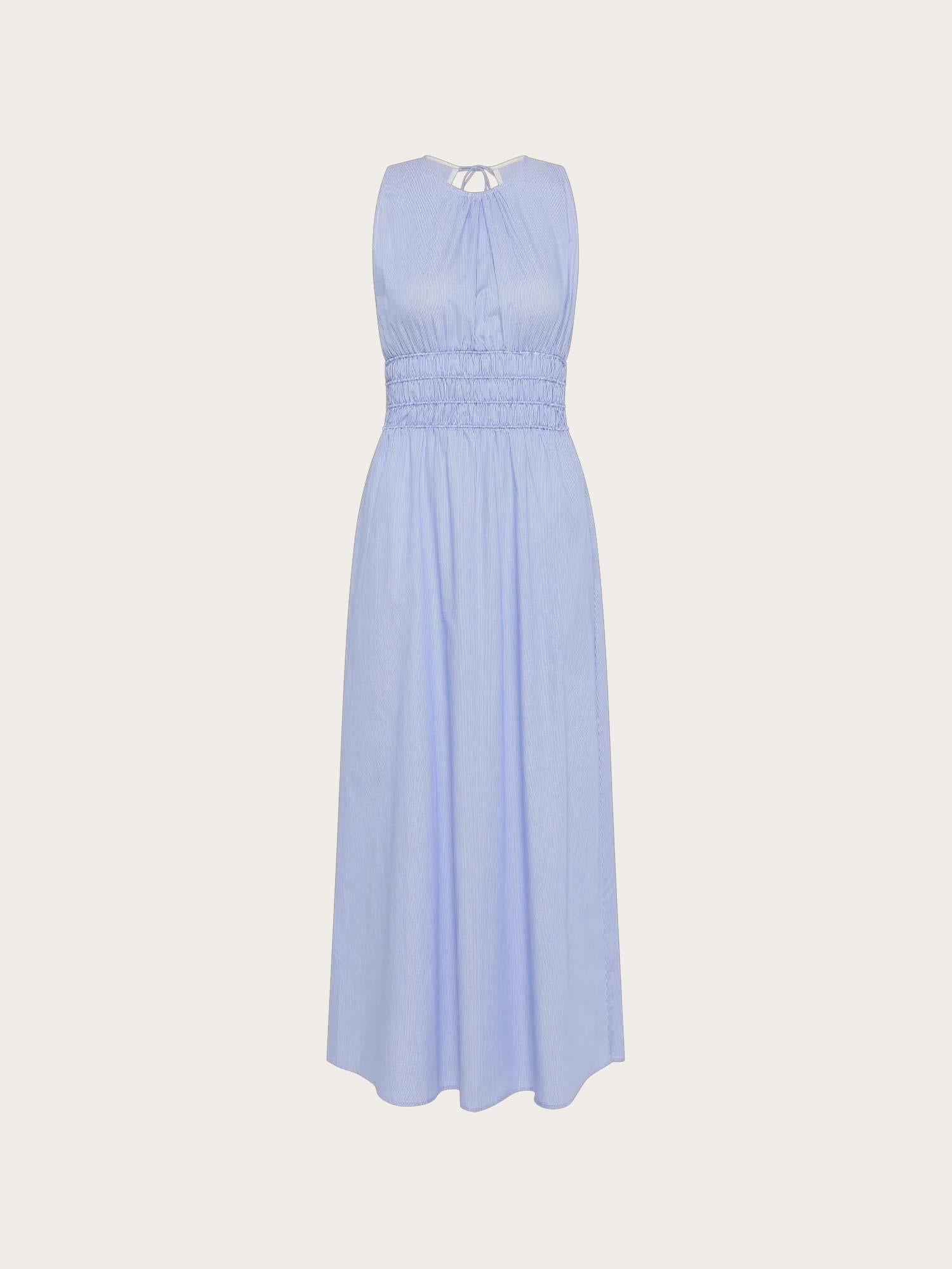 Astra Midi Dress - Soft Blue Stripe