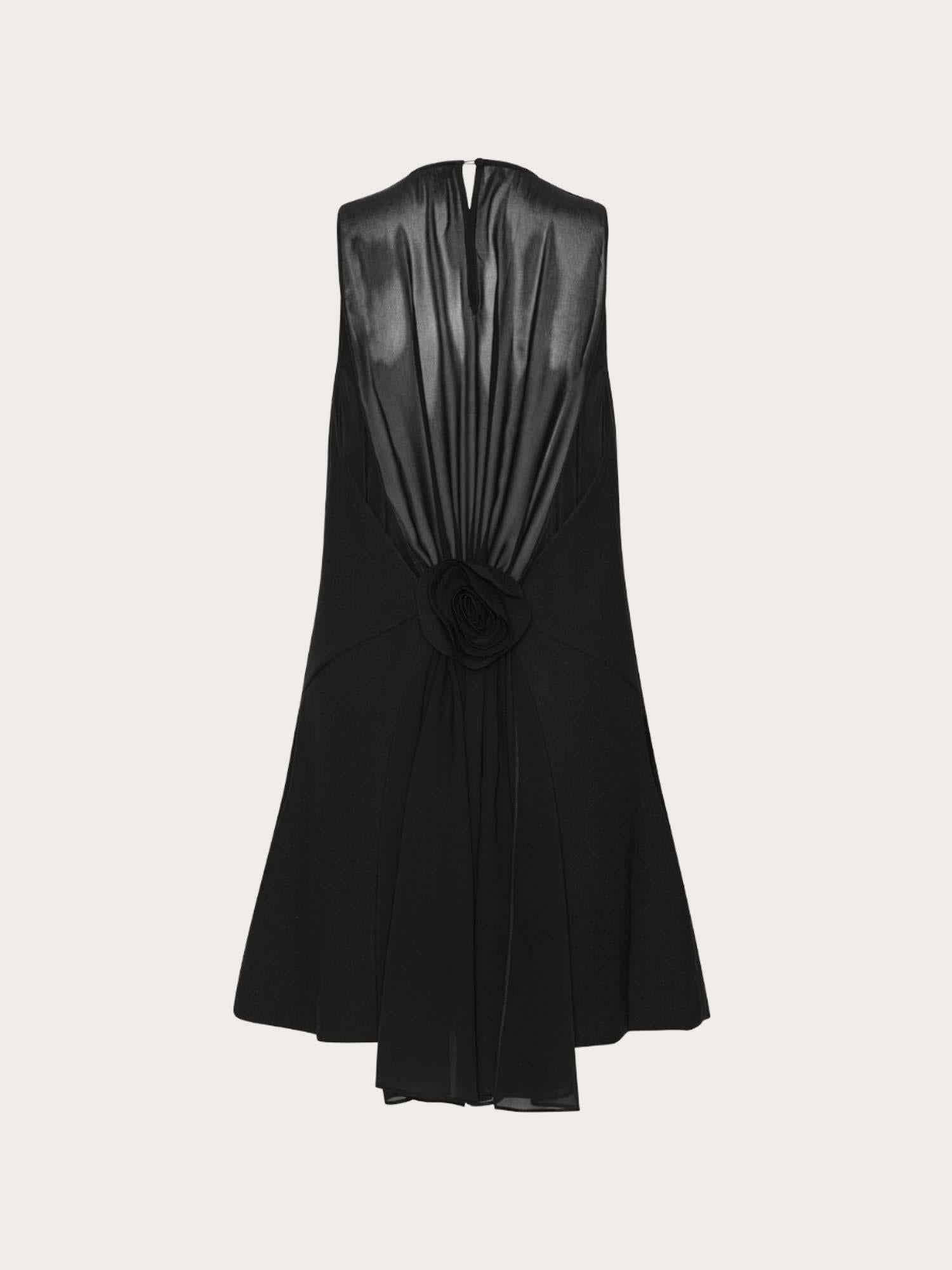 Crepe Mini A-Line Dress - Black