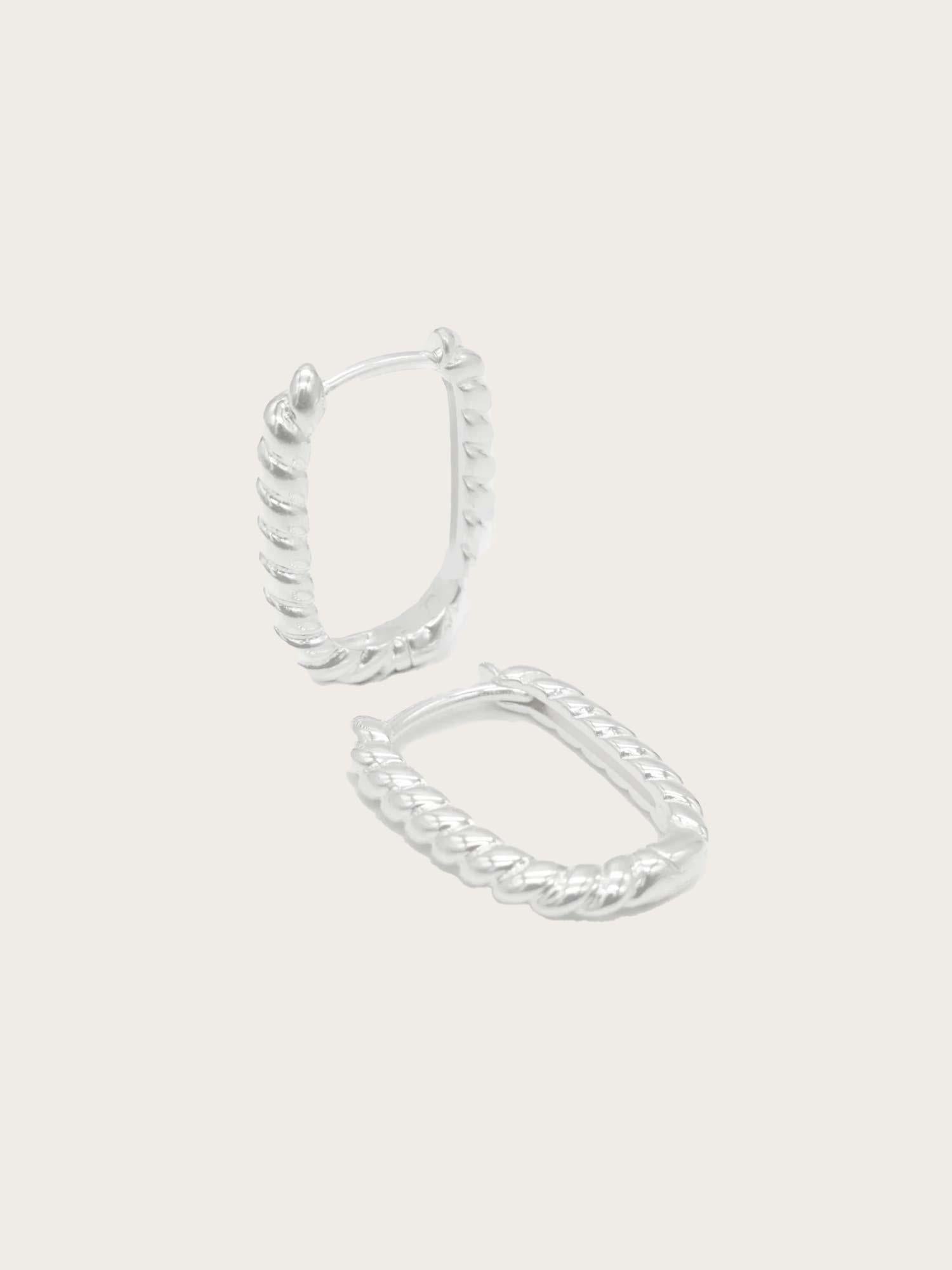 Petite Swirl Edge Hoops - Silver