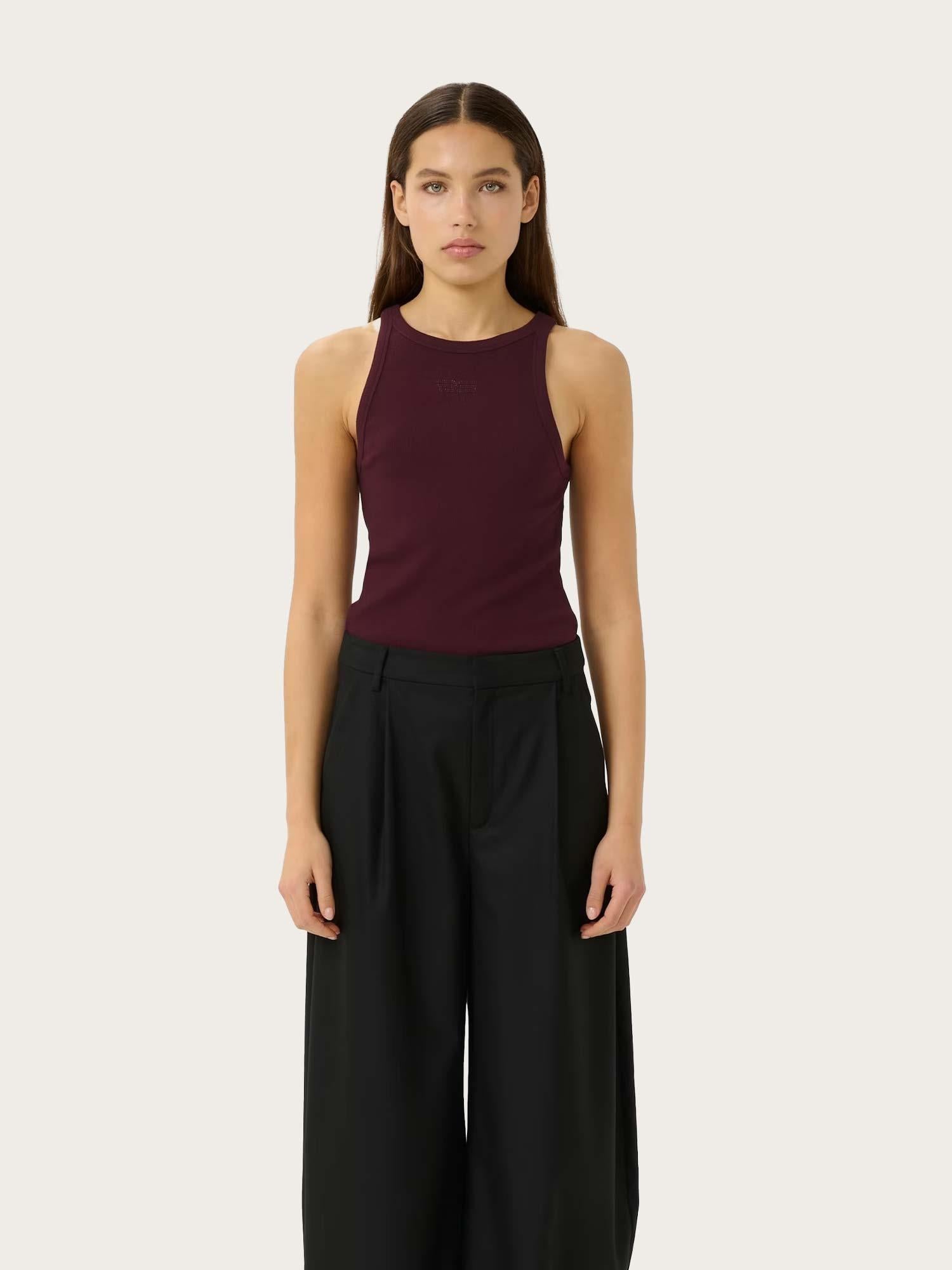 Drew Rhinestone Logo Tank - Aronia