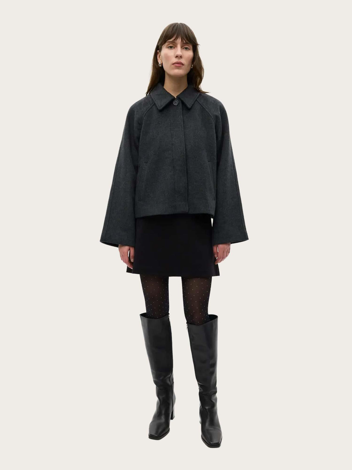 Enseneca Short Wool Jacket - Black Mel