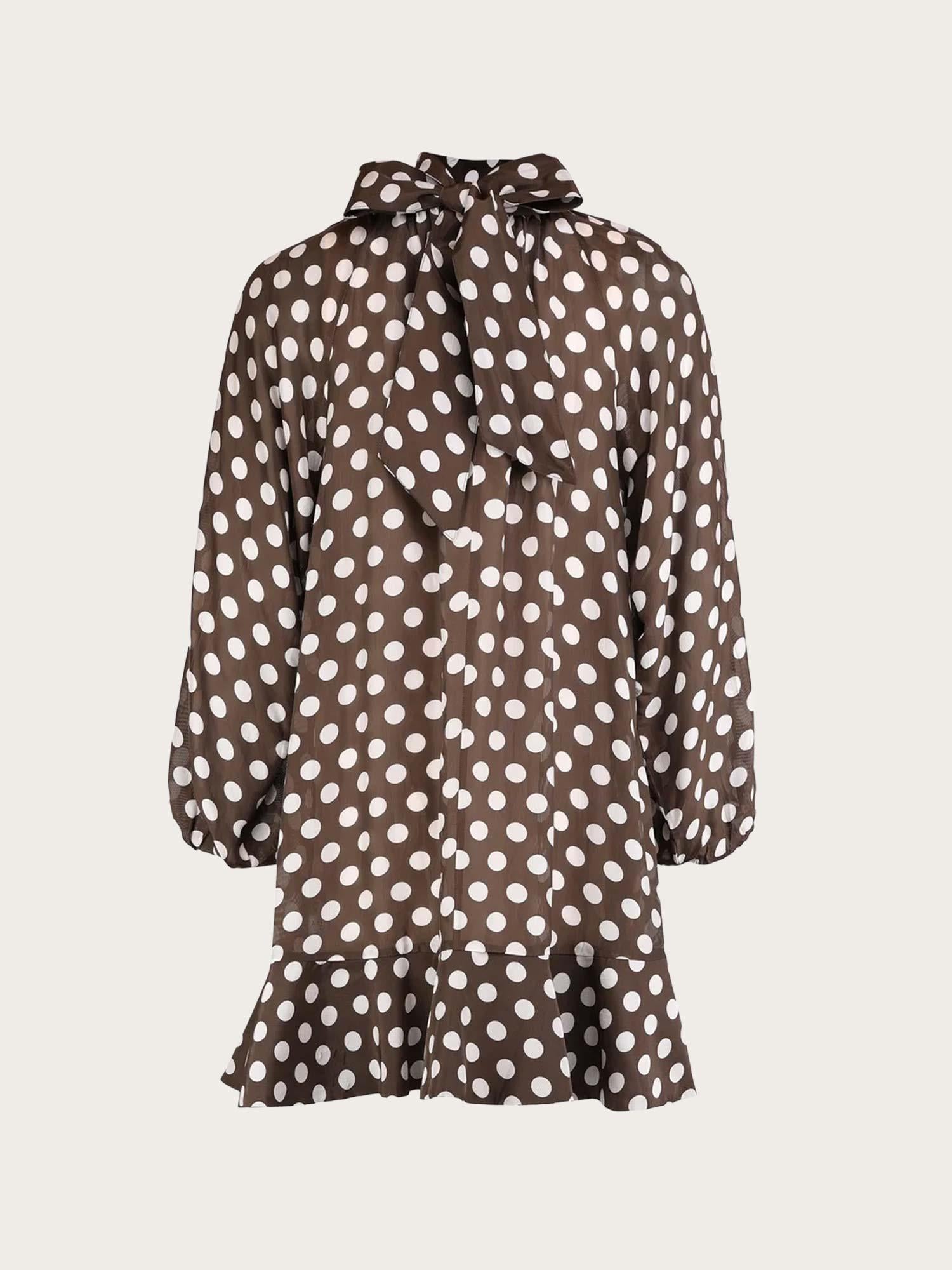 Striped Organza Shift Dress - Dots