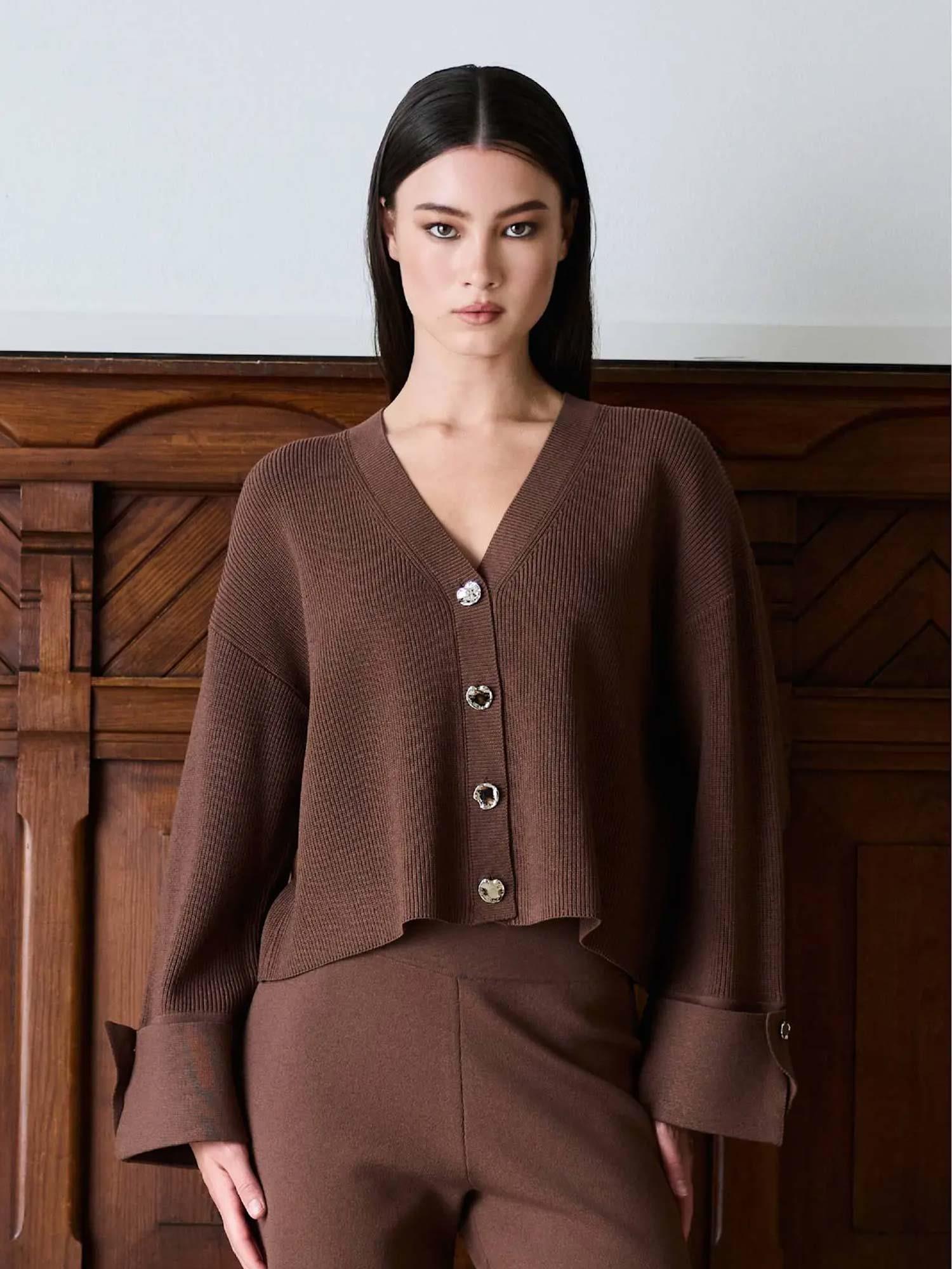 Atari Rib Cardigan - Walnut Brown