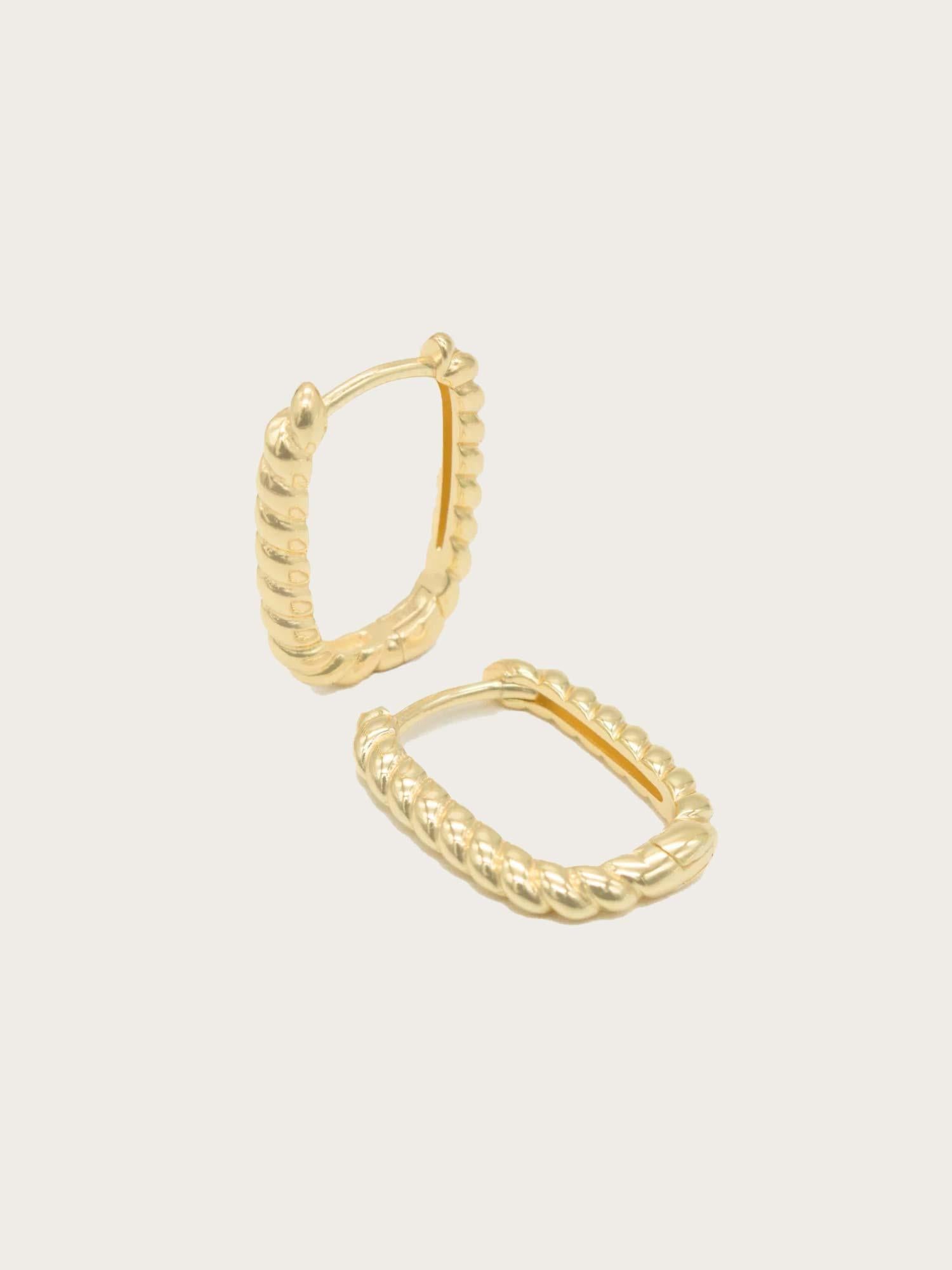 Petite Swirl Edge Hoops - Gold