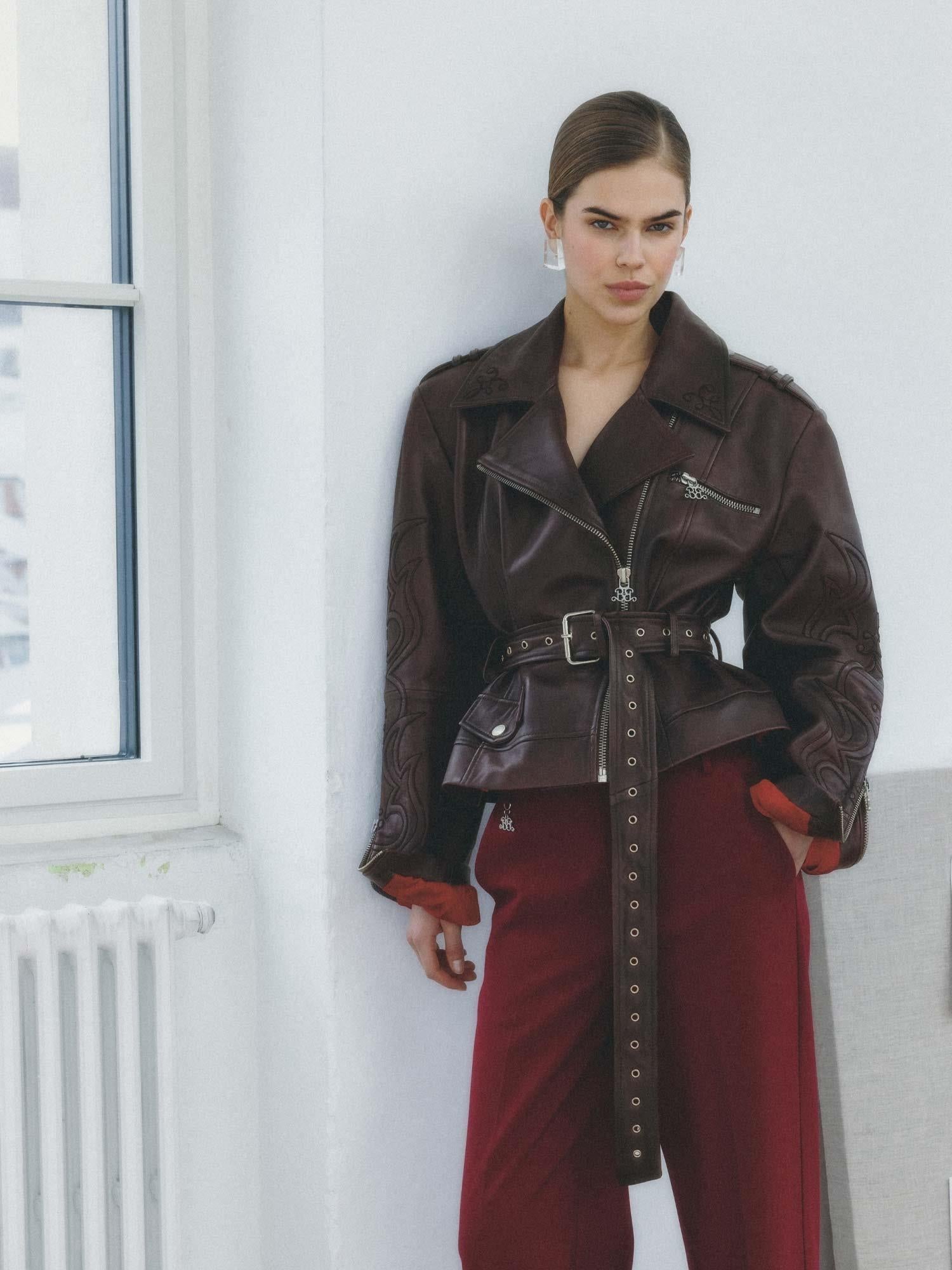 Barbie X Gestuz Ken Biker Jacket - Dark Burgundy