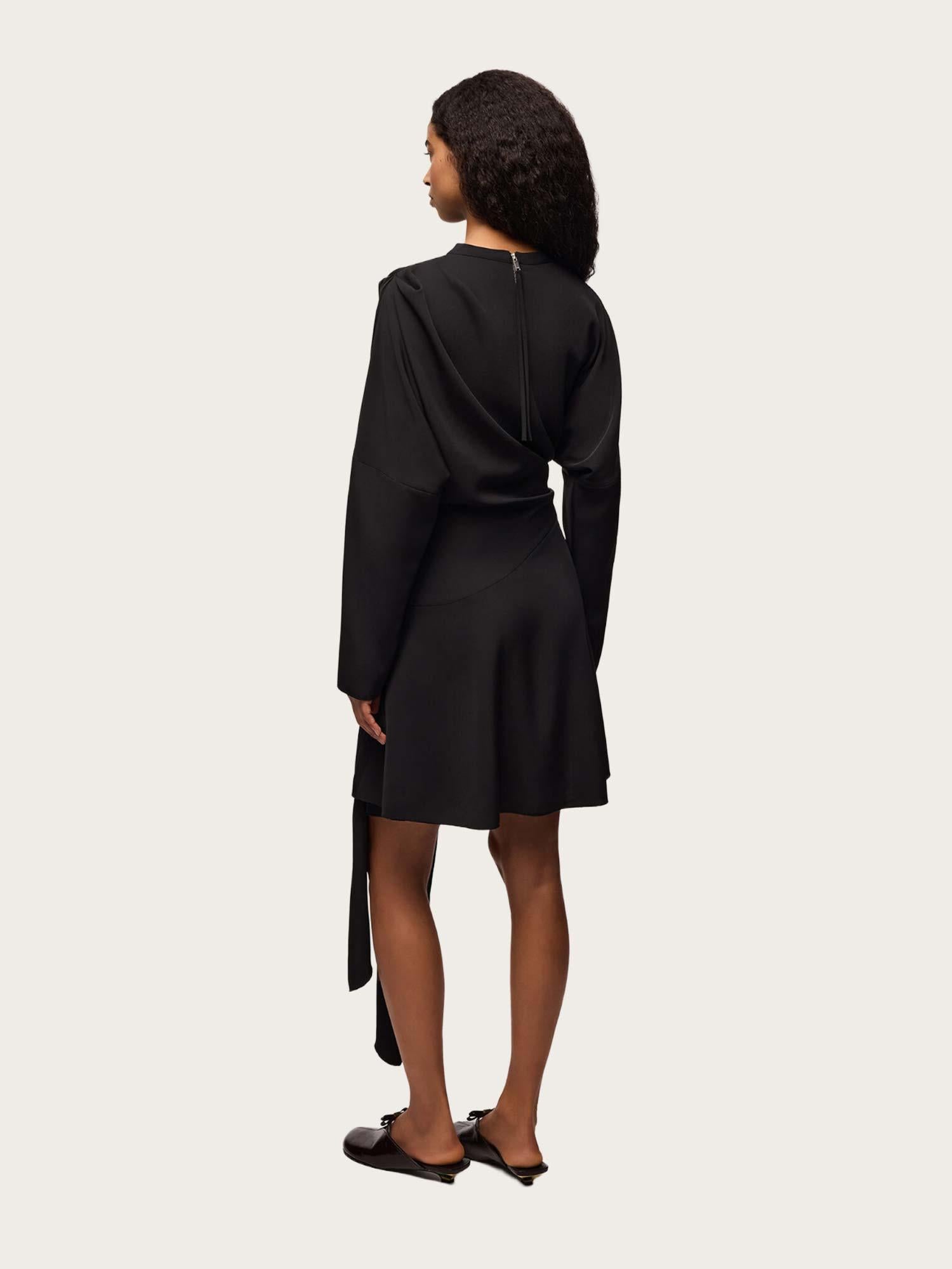 Cady Crepe Draped Mini Dress - Black