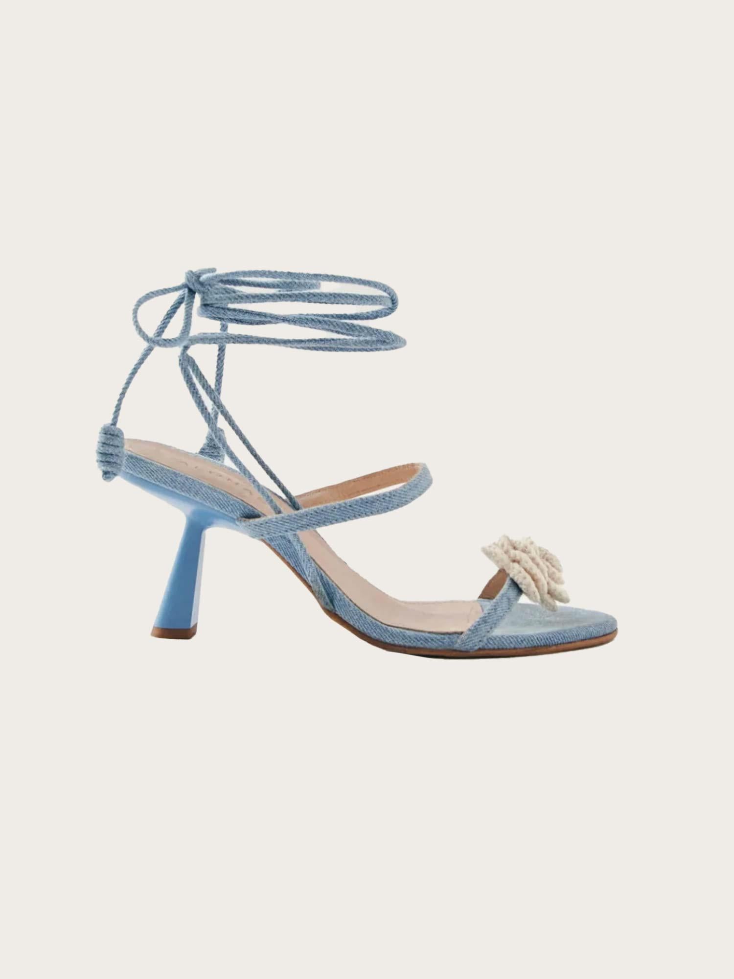 Kendra Bloom Denim Sandals - Denim Blue