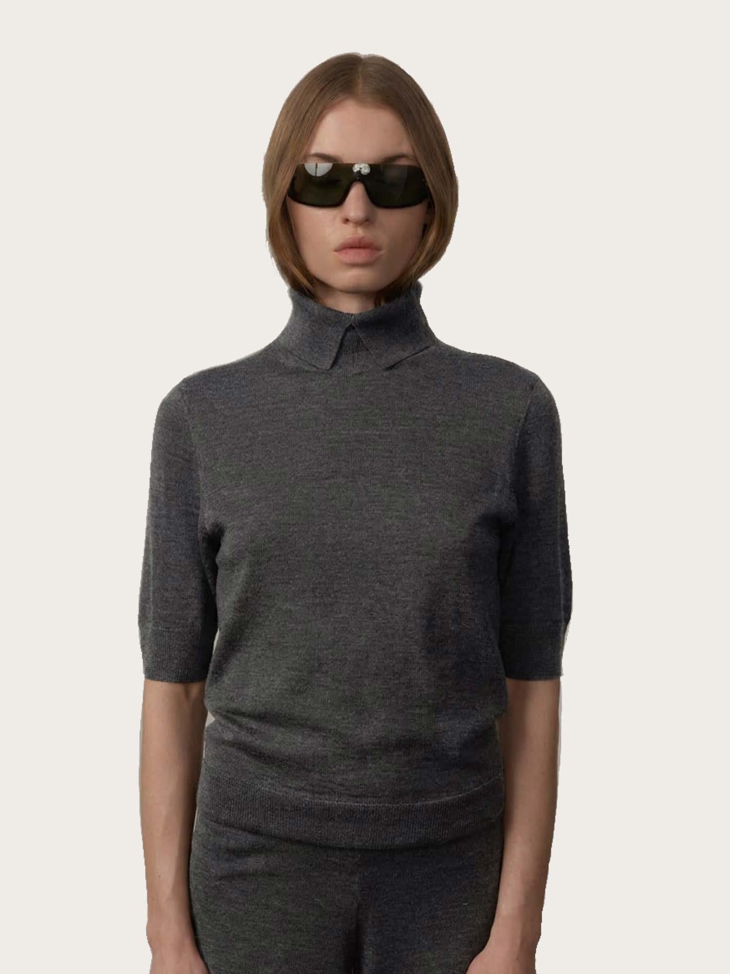 Perry Knit Blouse - Dark Grey