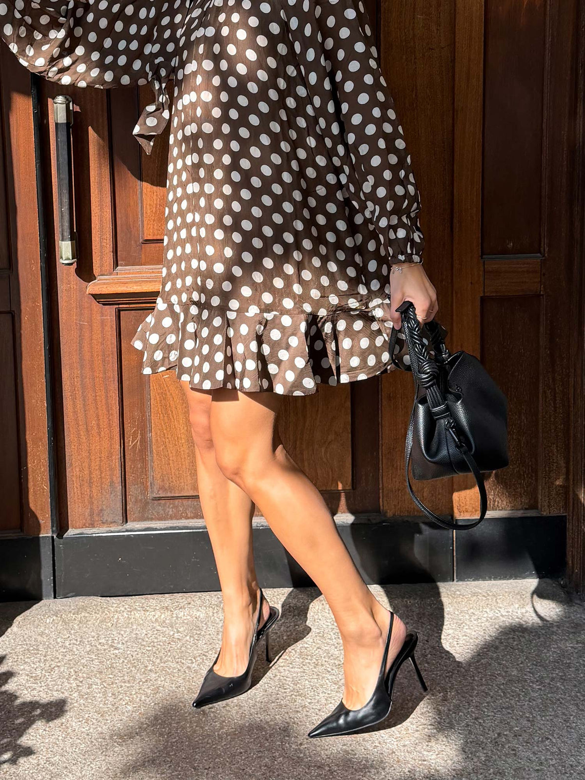 Striped Organza Shift Dress - Dots