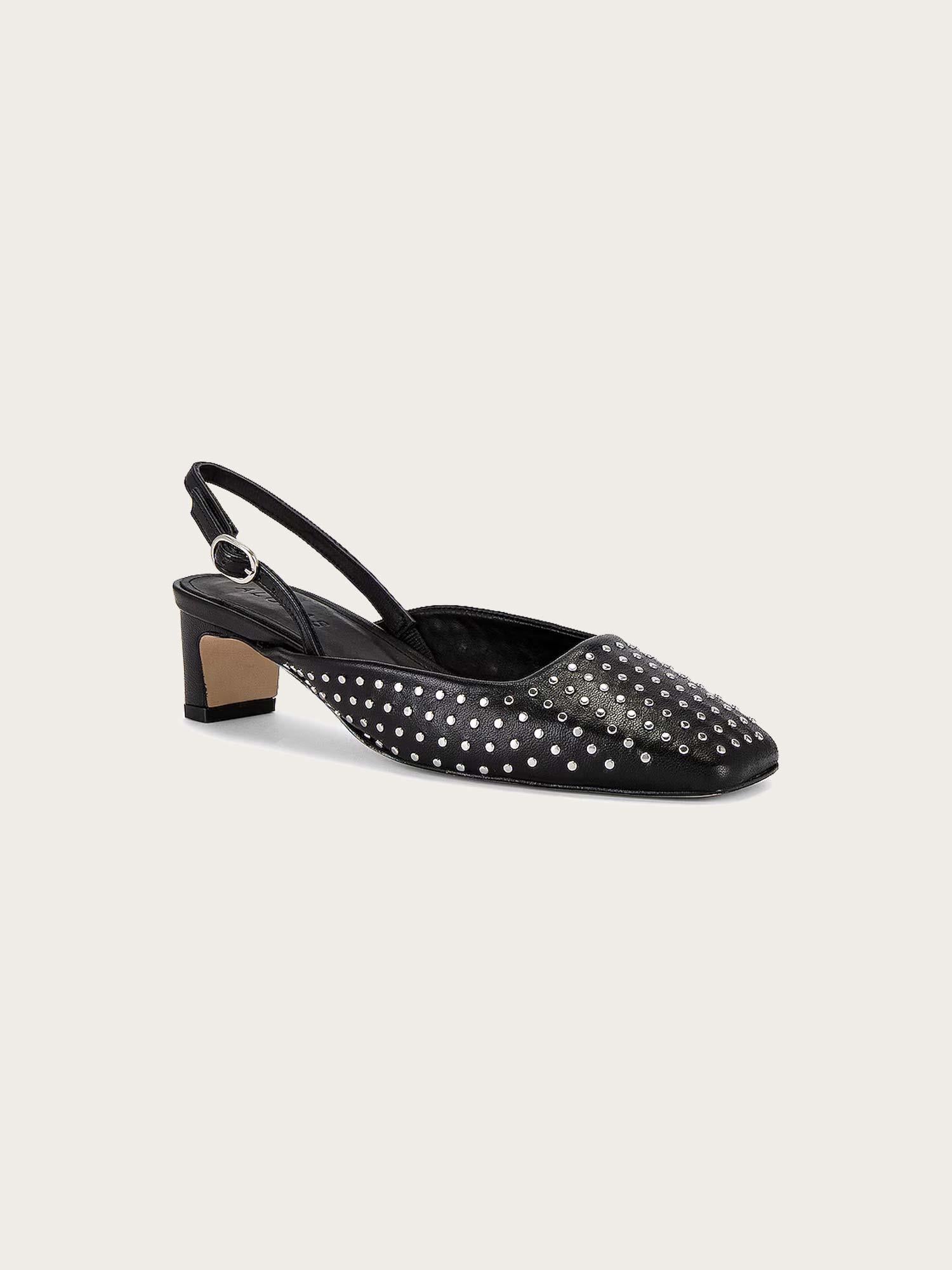 Lindy Studs Black Leather Pumps