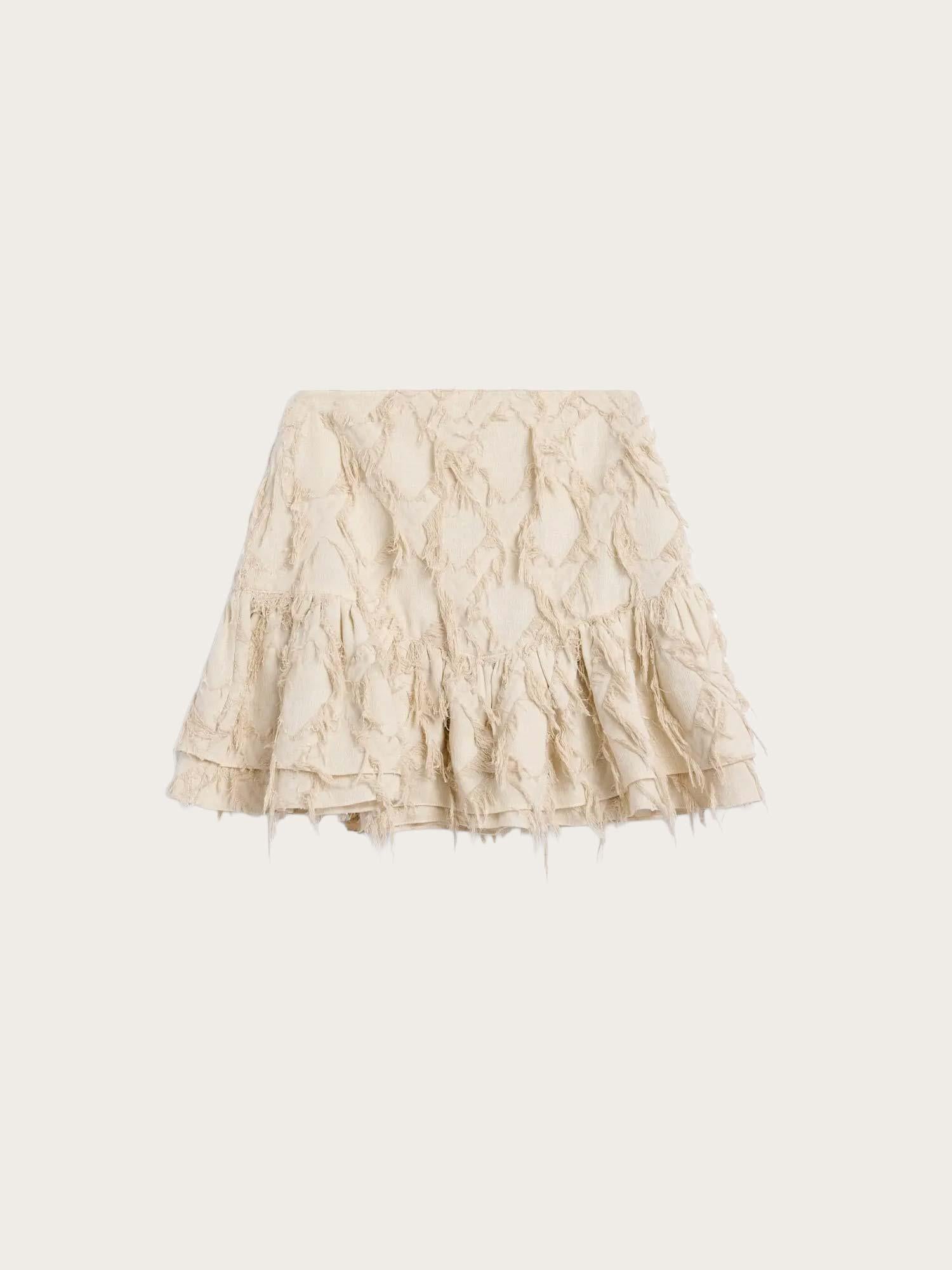 Posy Fray Skirt - Raw Beige