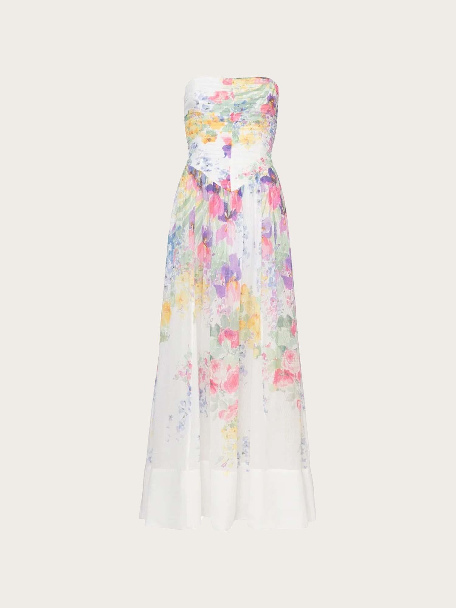 Dotted Georgette Bandeau Dress - Flower Meadow