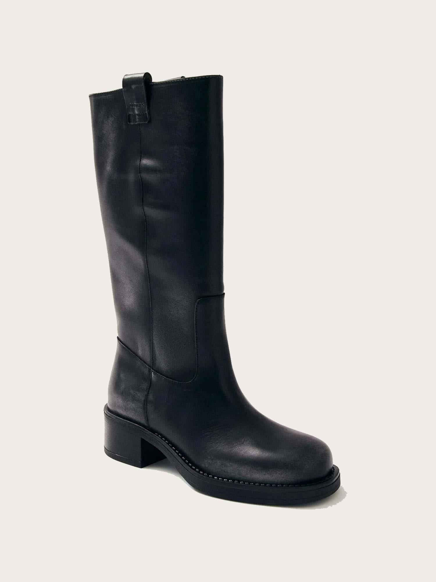 Sajan Black Leather Boots