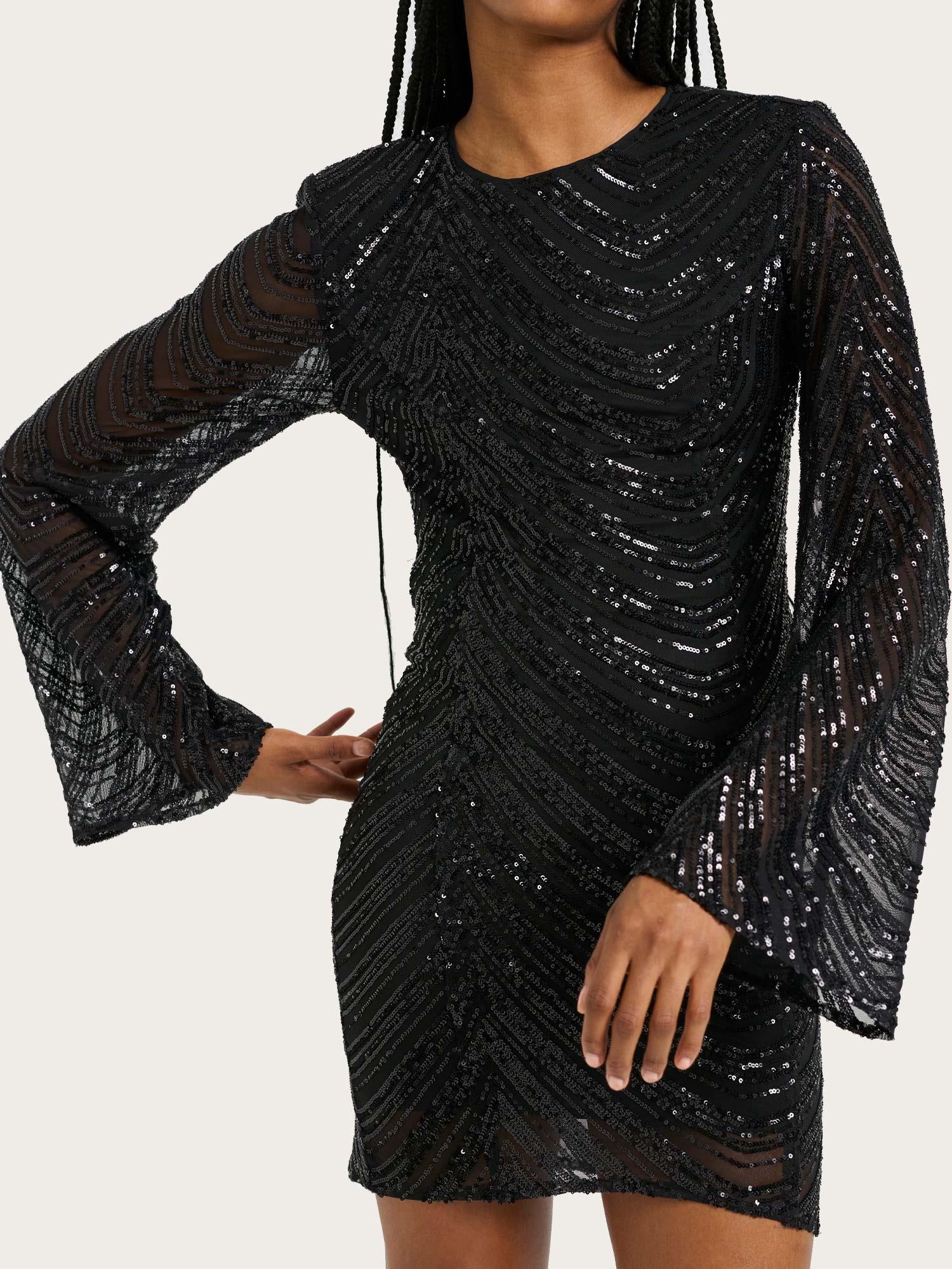 Glira Short Dress - Black Sequins