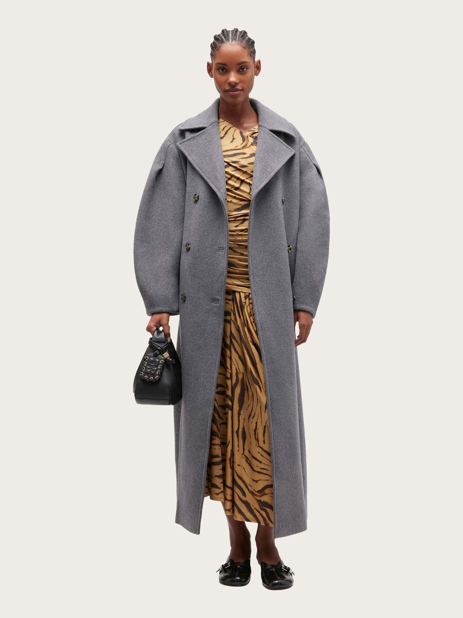 Peacoat Wool Long Coat - Pewter