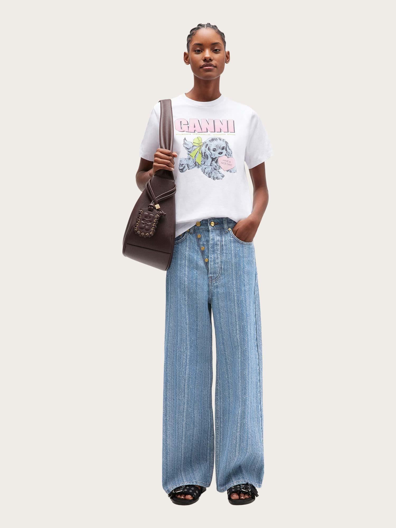 Structured Denim Double Fly Baggy Jeans - Mid Blue Stone