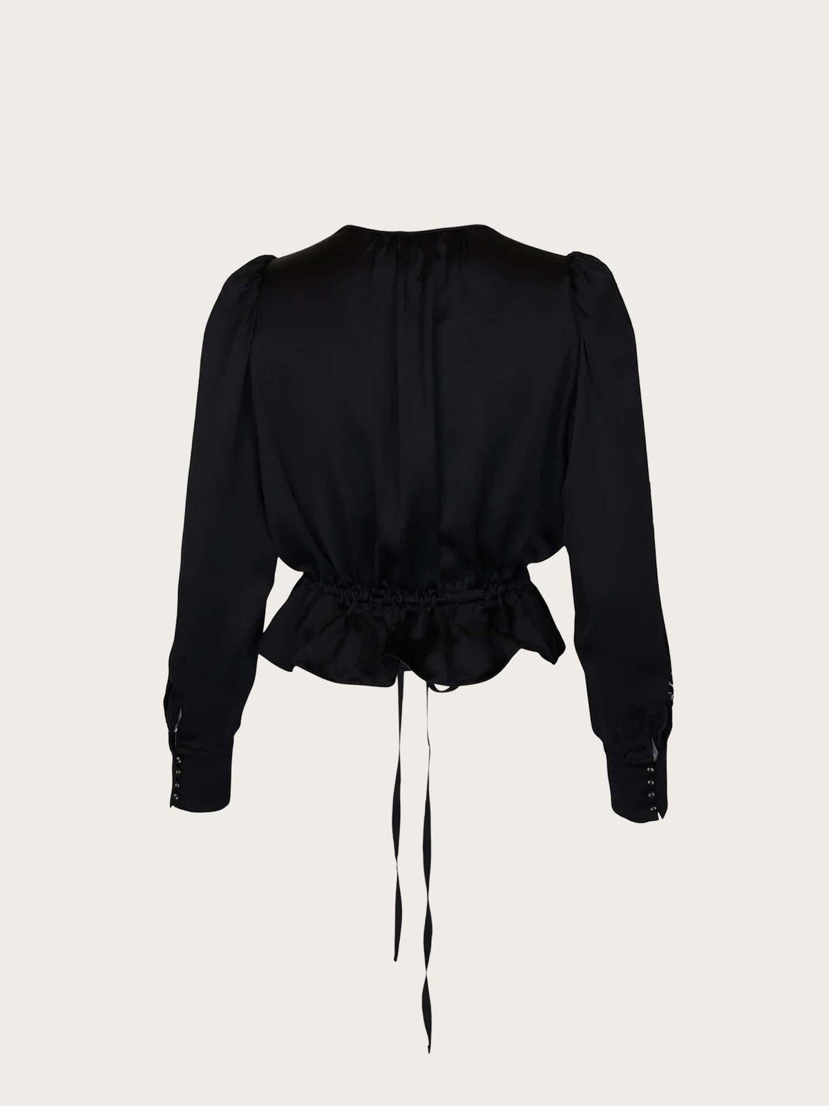 Satin Tie Blouse - Black