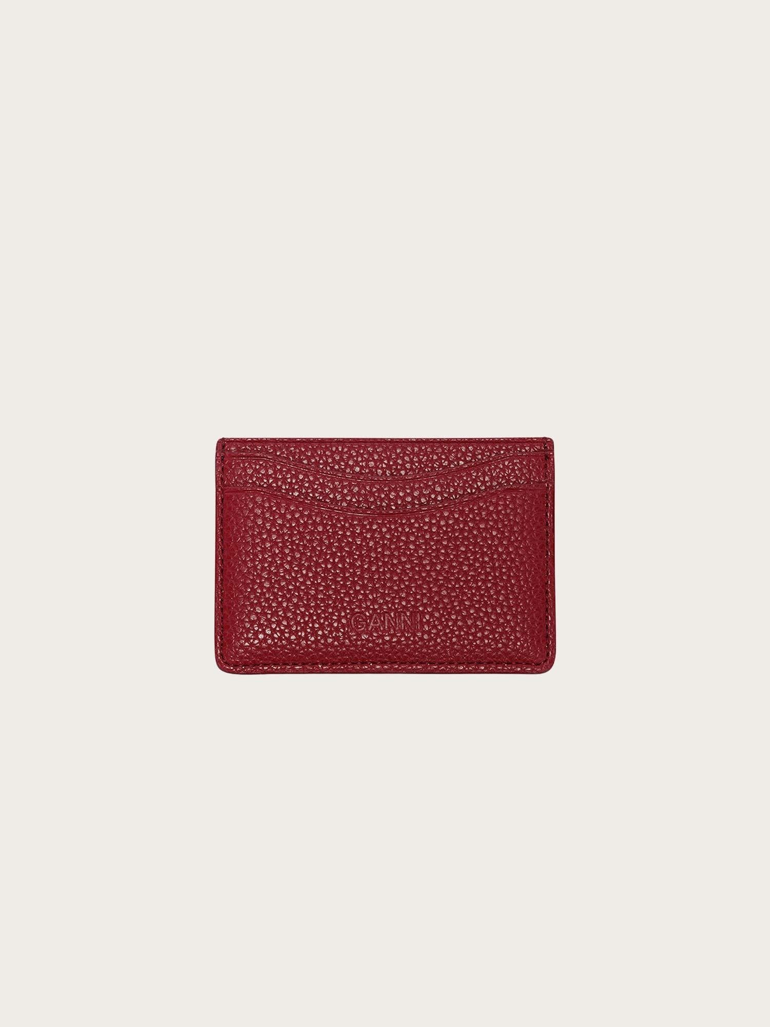 Card Holder Grained Gold - Red Dhalia