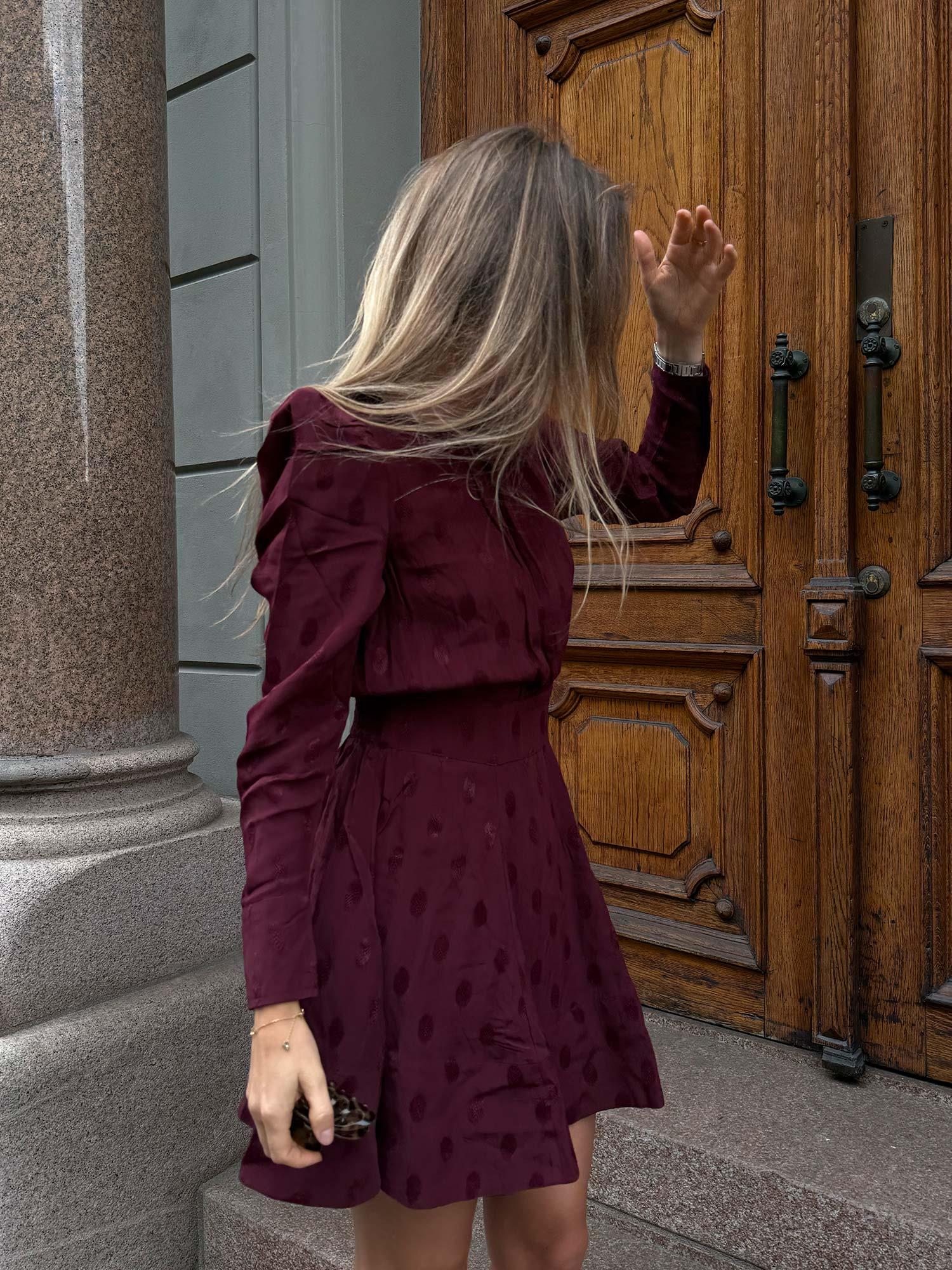 Viskose Mini Dress - Burgundy