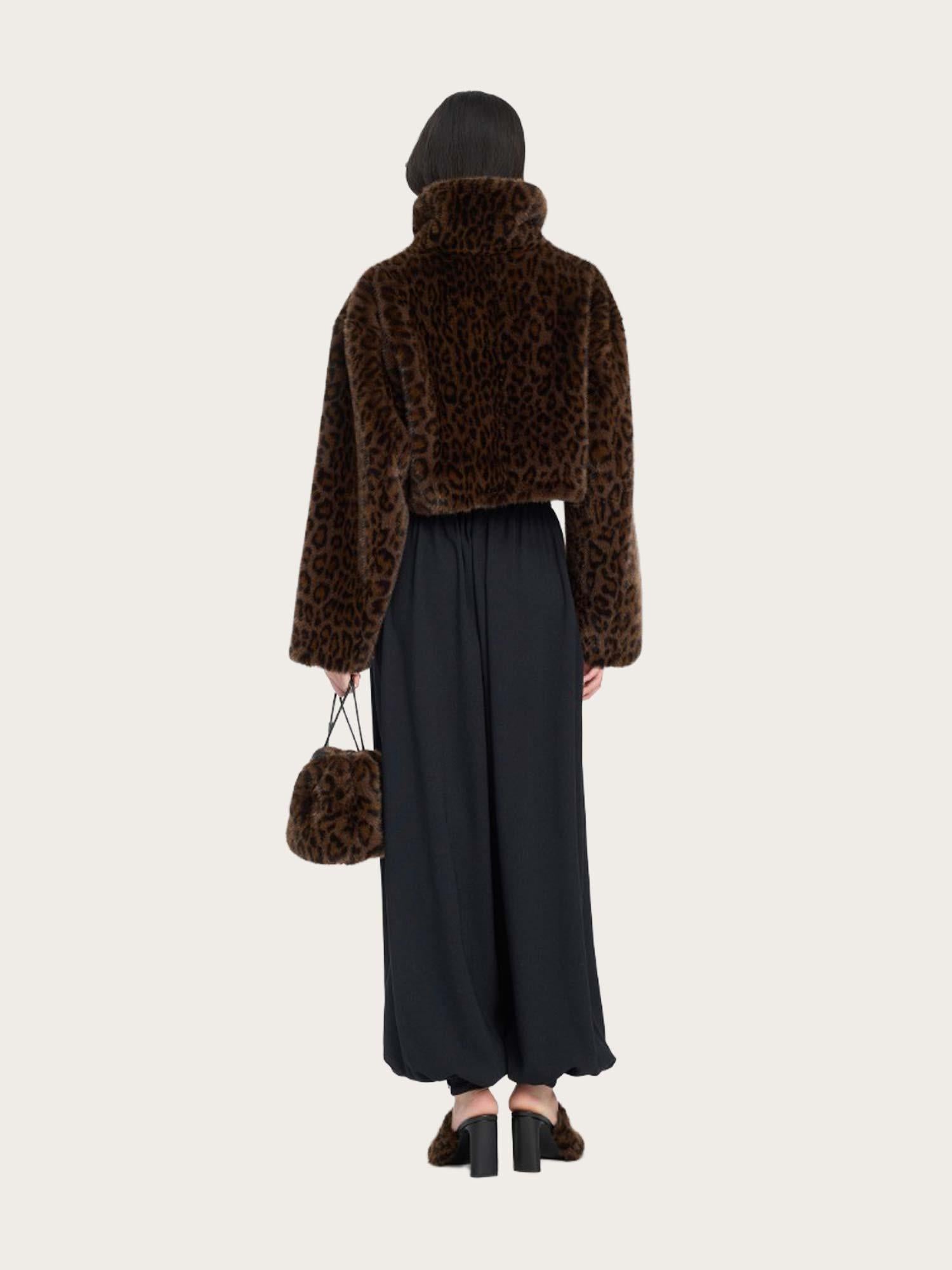 Faux Fur Crop Jacket - Desert palm comb.
