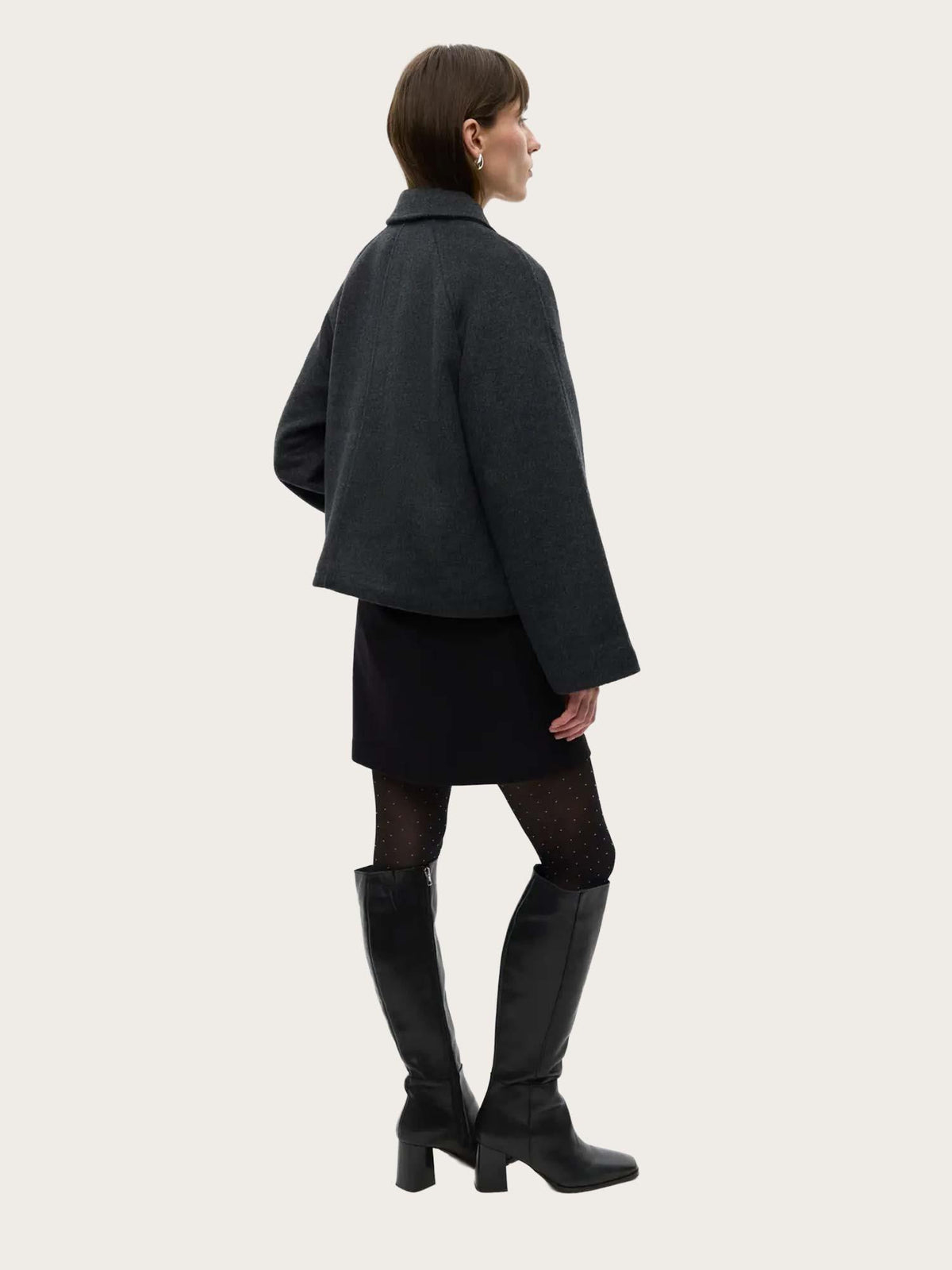 Enseneca Short Wool Jacket - Black Mel