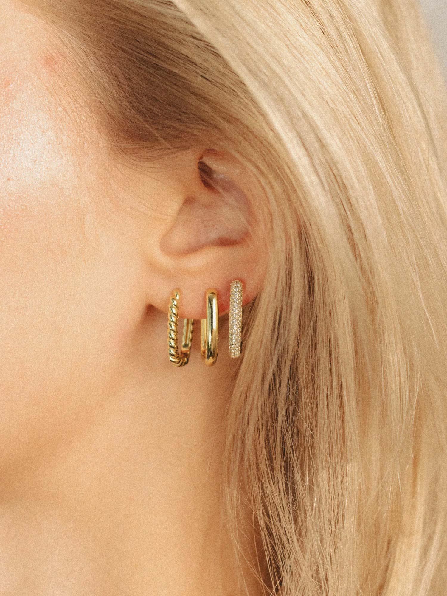 Petite Swirl Edge Hoops - Gold