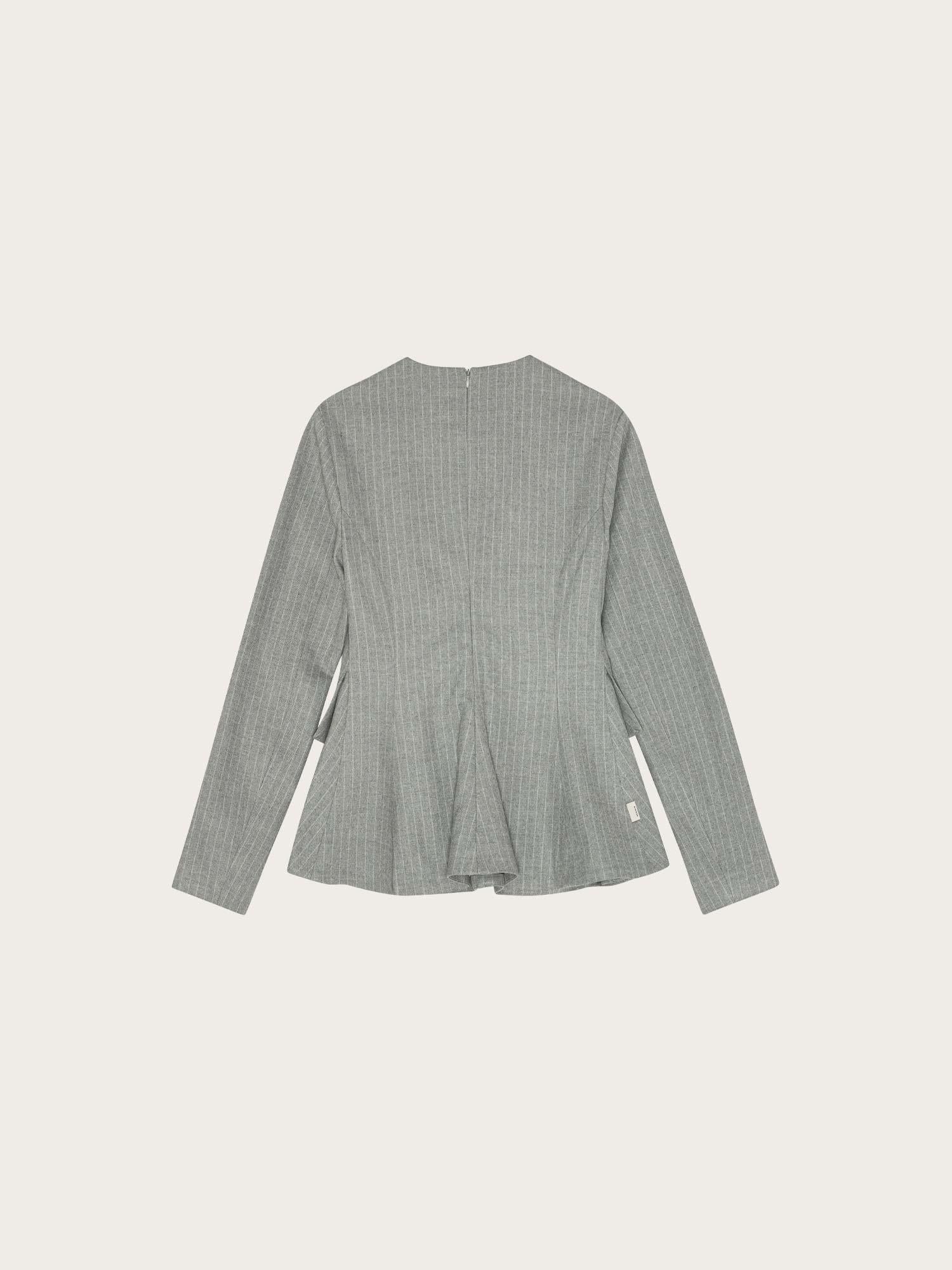 Long Sleeve Peplum Top - Titanium Comb