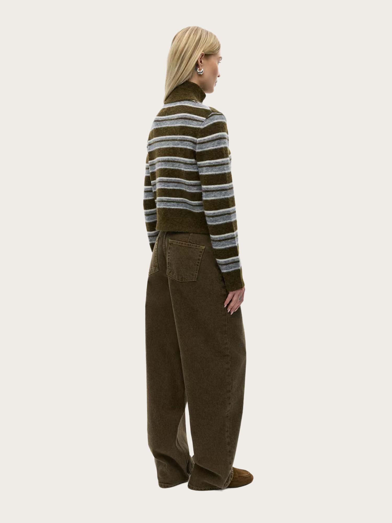 Enbessie Ls Cardigan - Olive Stripe